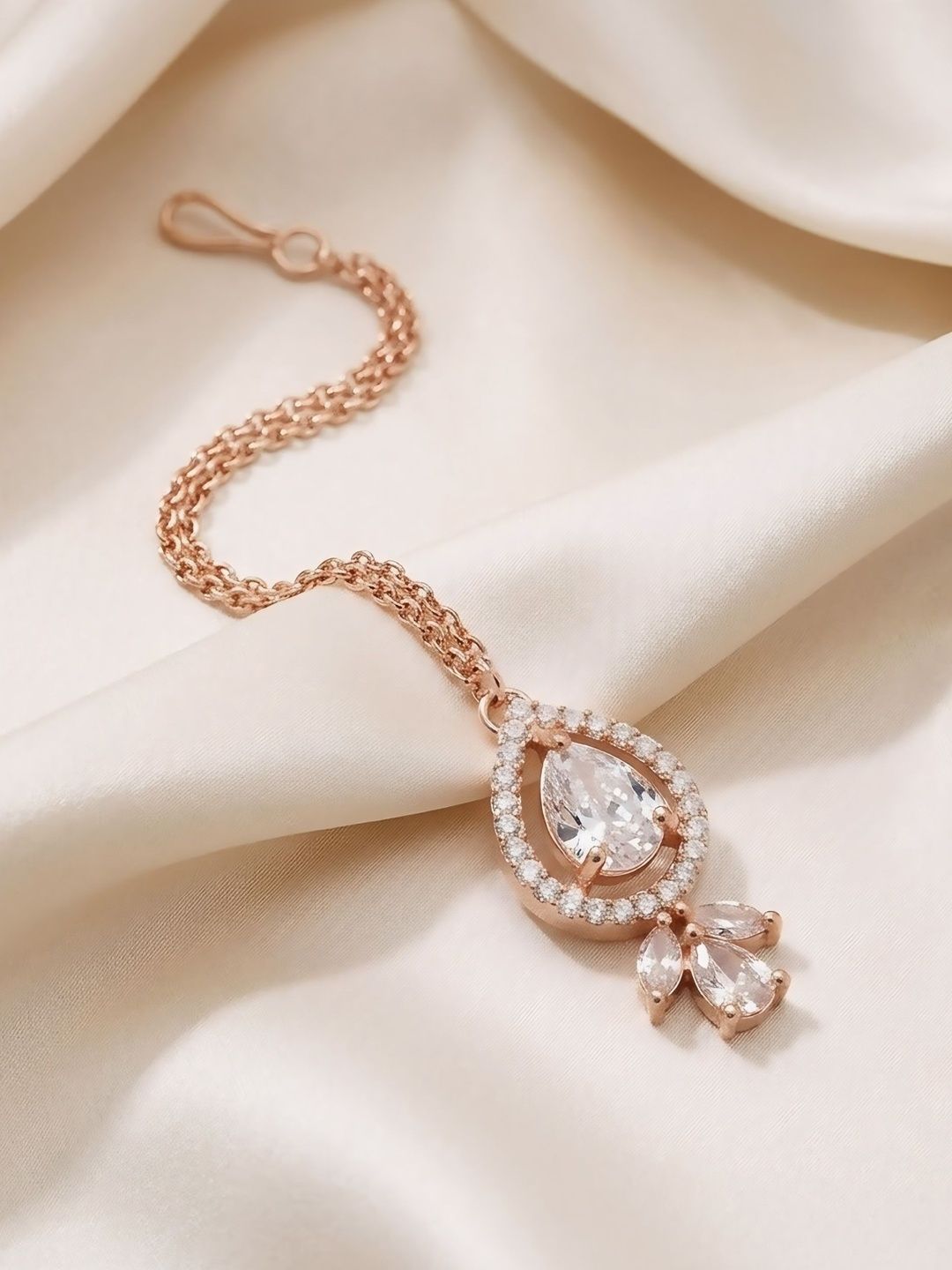 Buy PRIVIU Rose Gold Plated American Diamond Studded Maang Tikka Head Jewellery -  - Accessories for Women