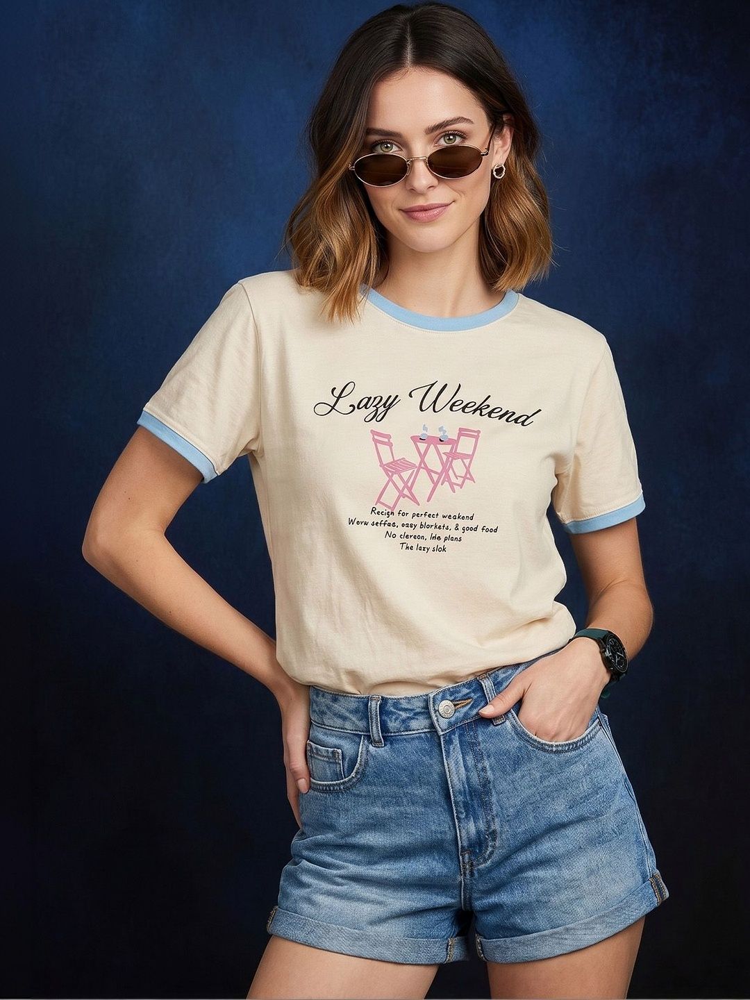 JUNEBERRY Women Printed Pure Cotton T-shirt