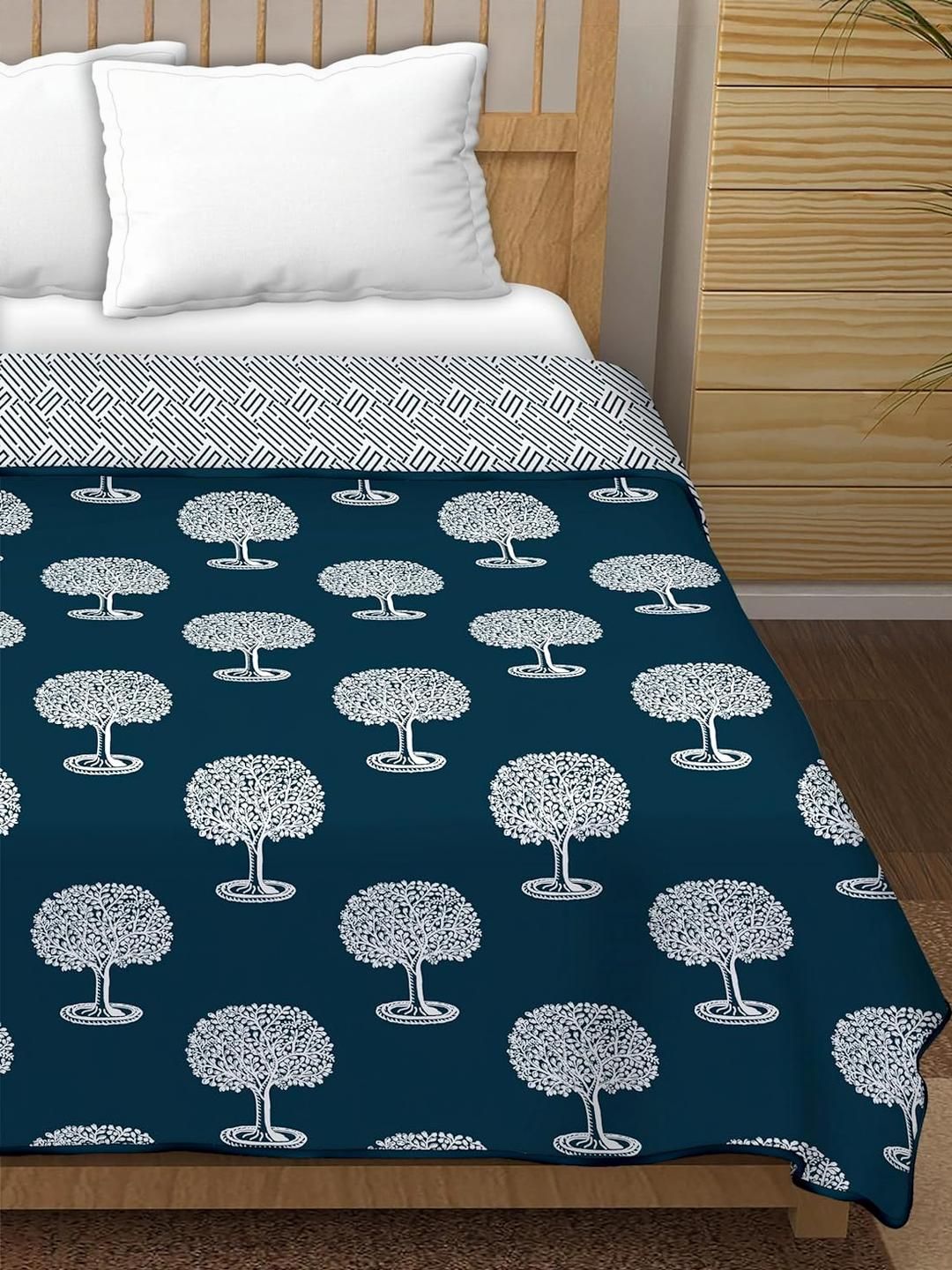 Anadhika Blue Floral AC Room Double Bed Dohar