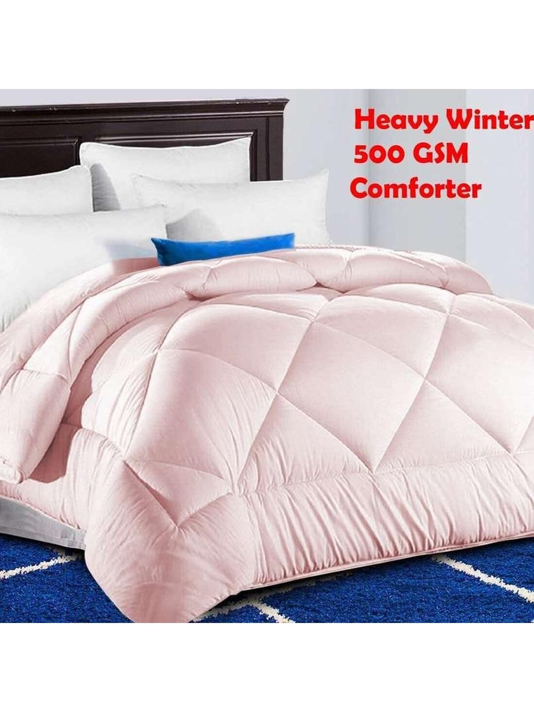 Doristyle Peach-Coloured Microfiber Winter 500 GSM Double Bed Blankets Quilts and Dohars