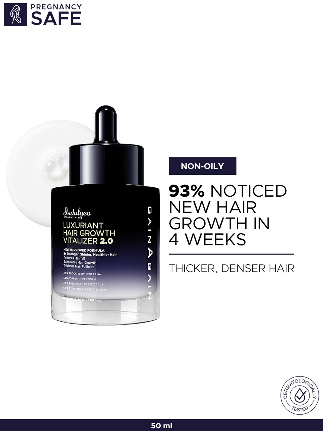Indulgeo Essentials Luxuriant Hair Vitalizer 2.0 Hair Growth Serum for Men & Women - 50ml
