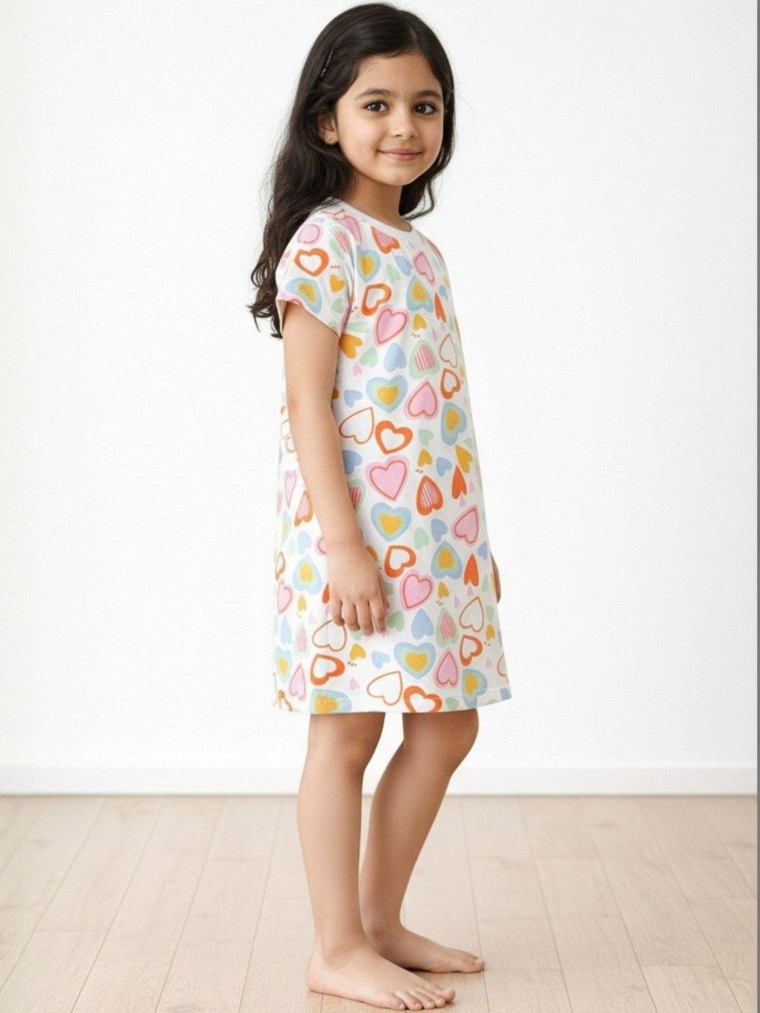 Girls Graphic Printed Cotton Short Sleeves Summer Nightdress 2