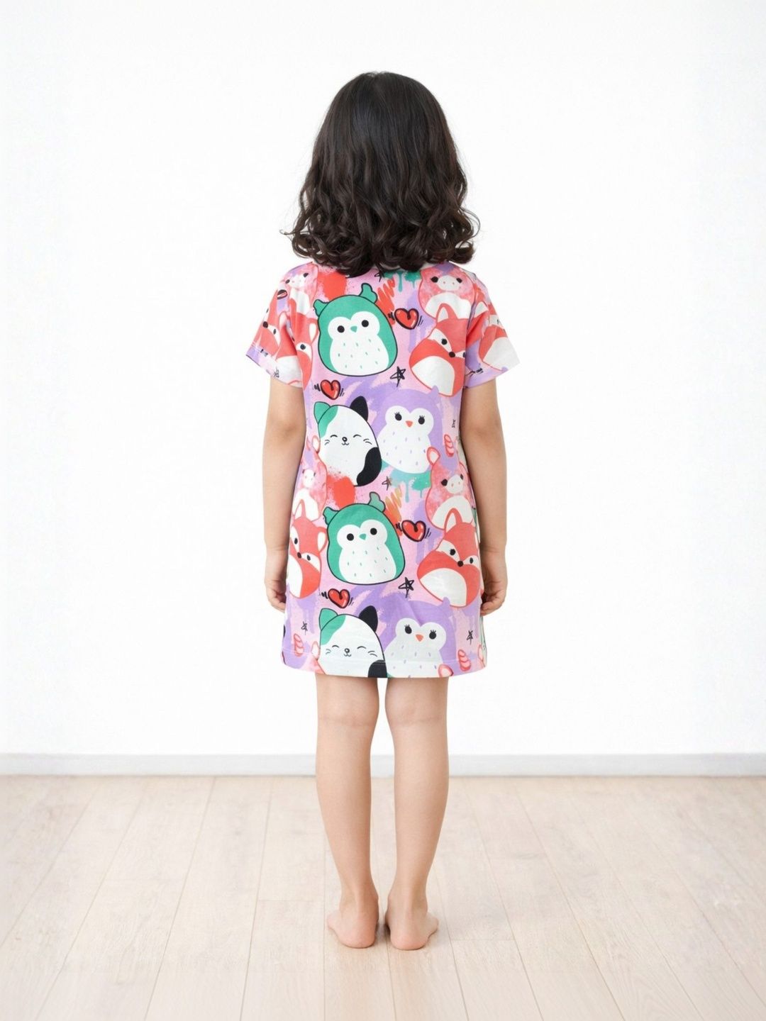 Girls White Printed Cotton Nightdress 3