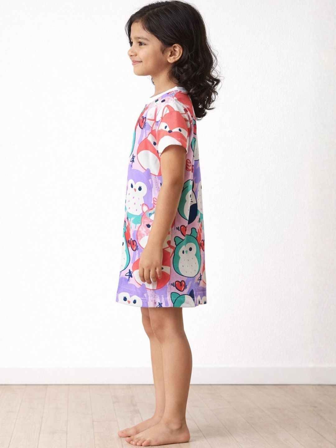 Girls White Printed Cotton Nightdress 2