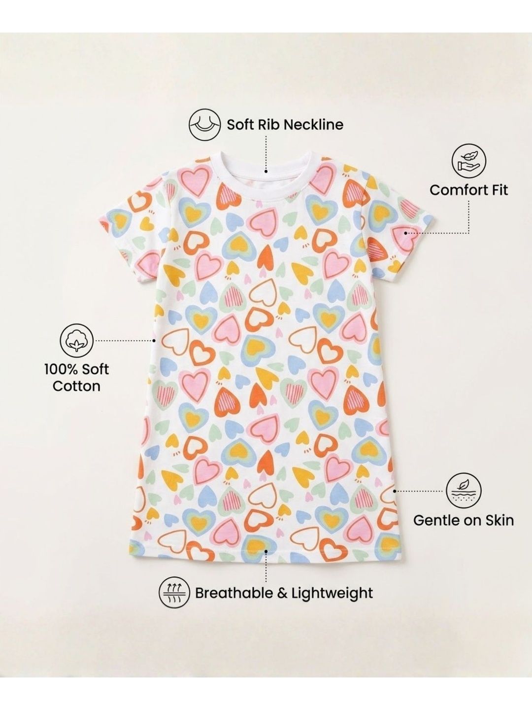 Girls Graphic Printed Cotton Short Sleeves Summer Nightdress 7