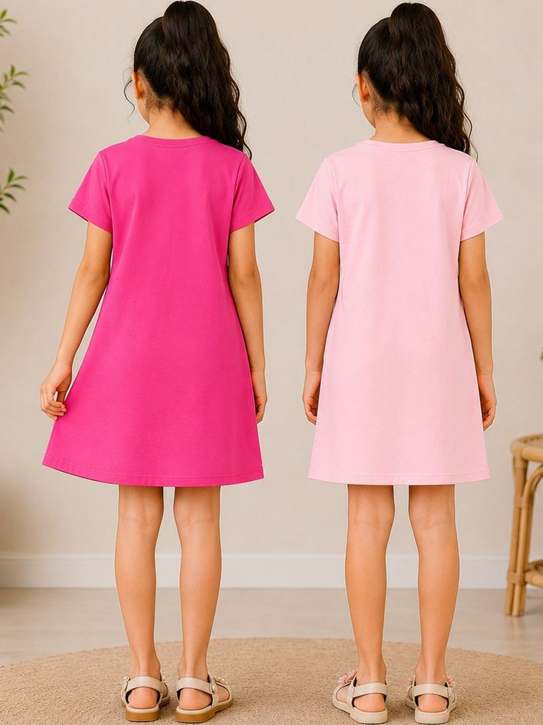Girls Pack of 2 Printed T-shirt Nightdress 2
