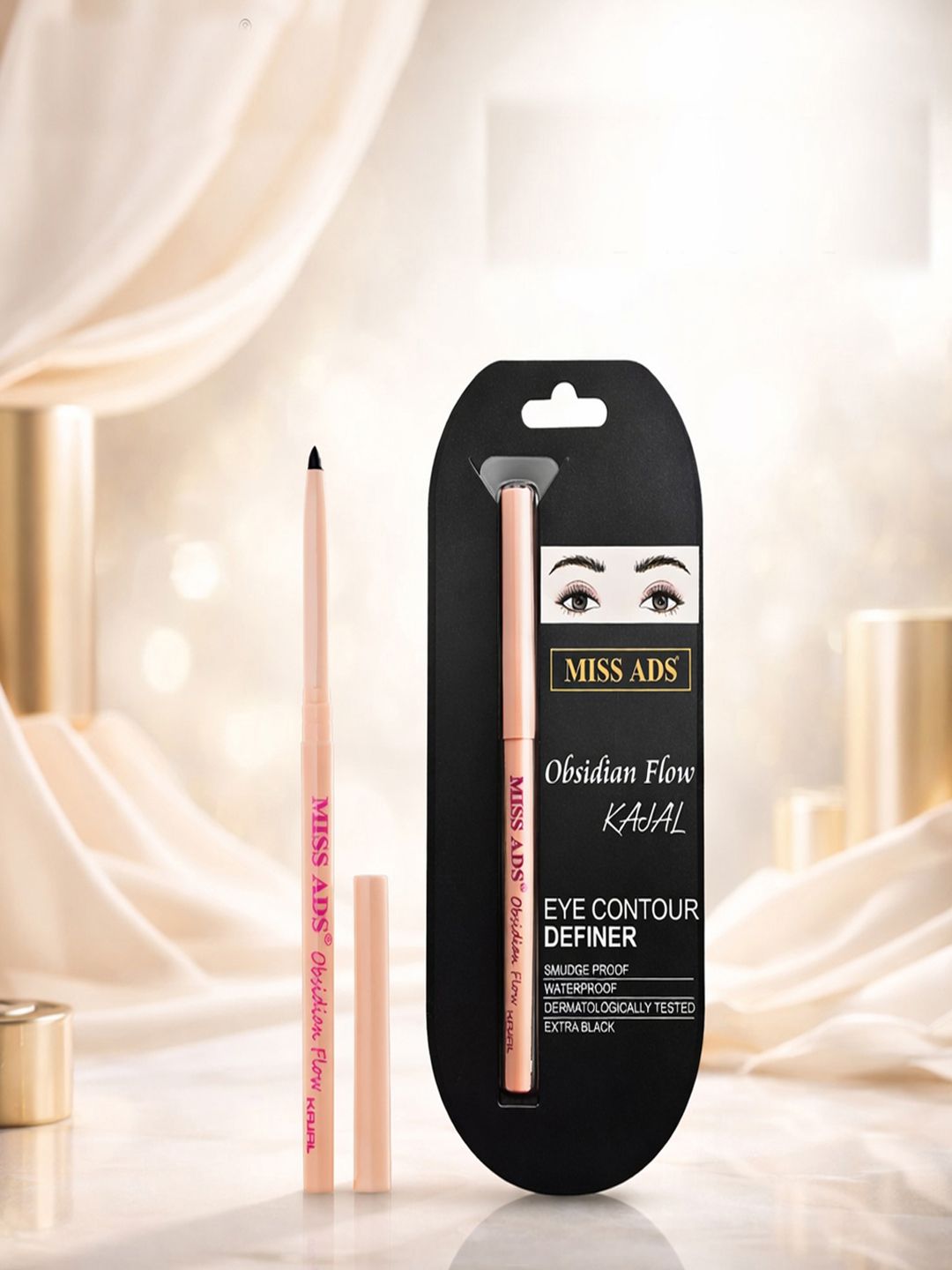 MISS ADS Water & Smudge Proof Long Lasting Highly Pigmented Kajal Pencil - 3g MAKJ07