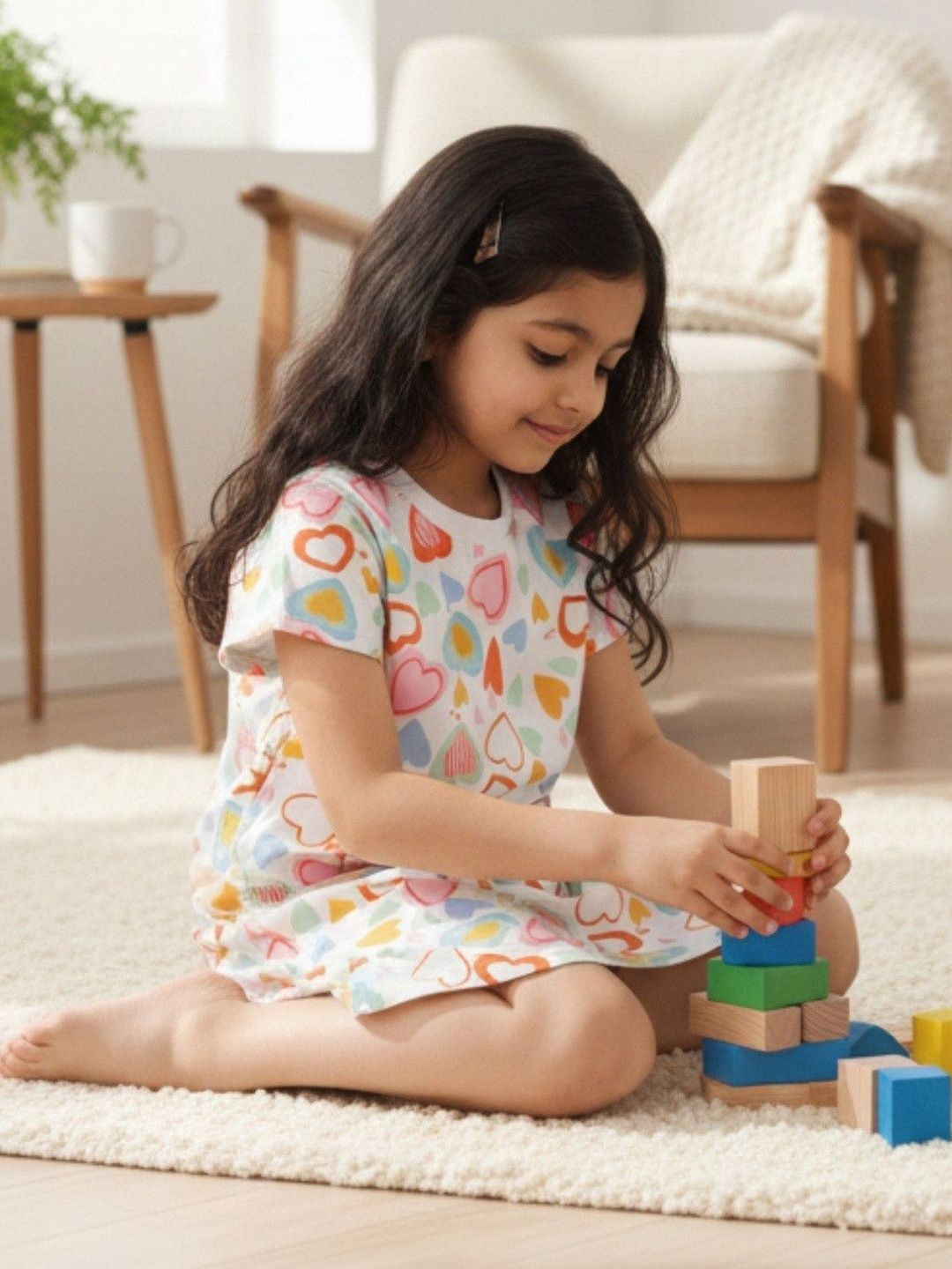 Girls Graphic Printed Cotton Short Sleeves Summer Nightdress 5