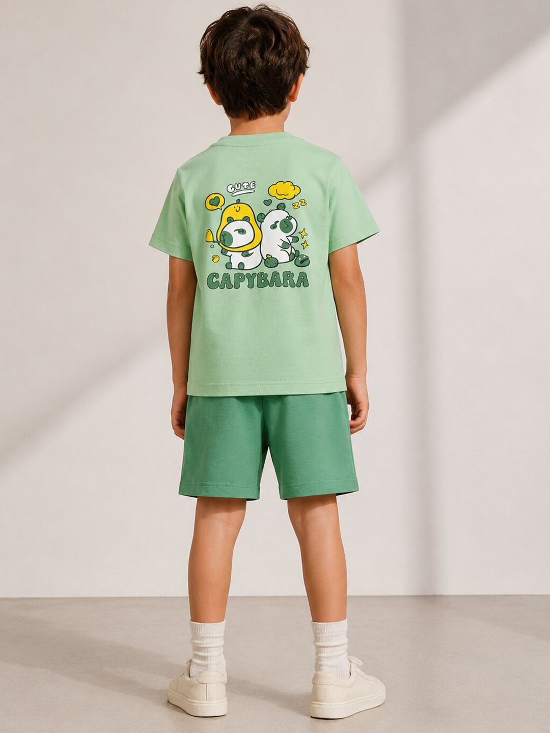 LITTLE APPLE Unisex Kids Printed T-shirt with Shorts