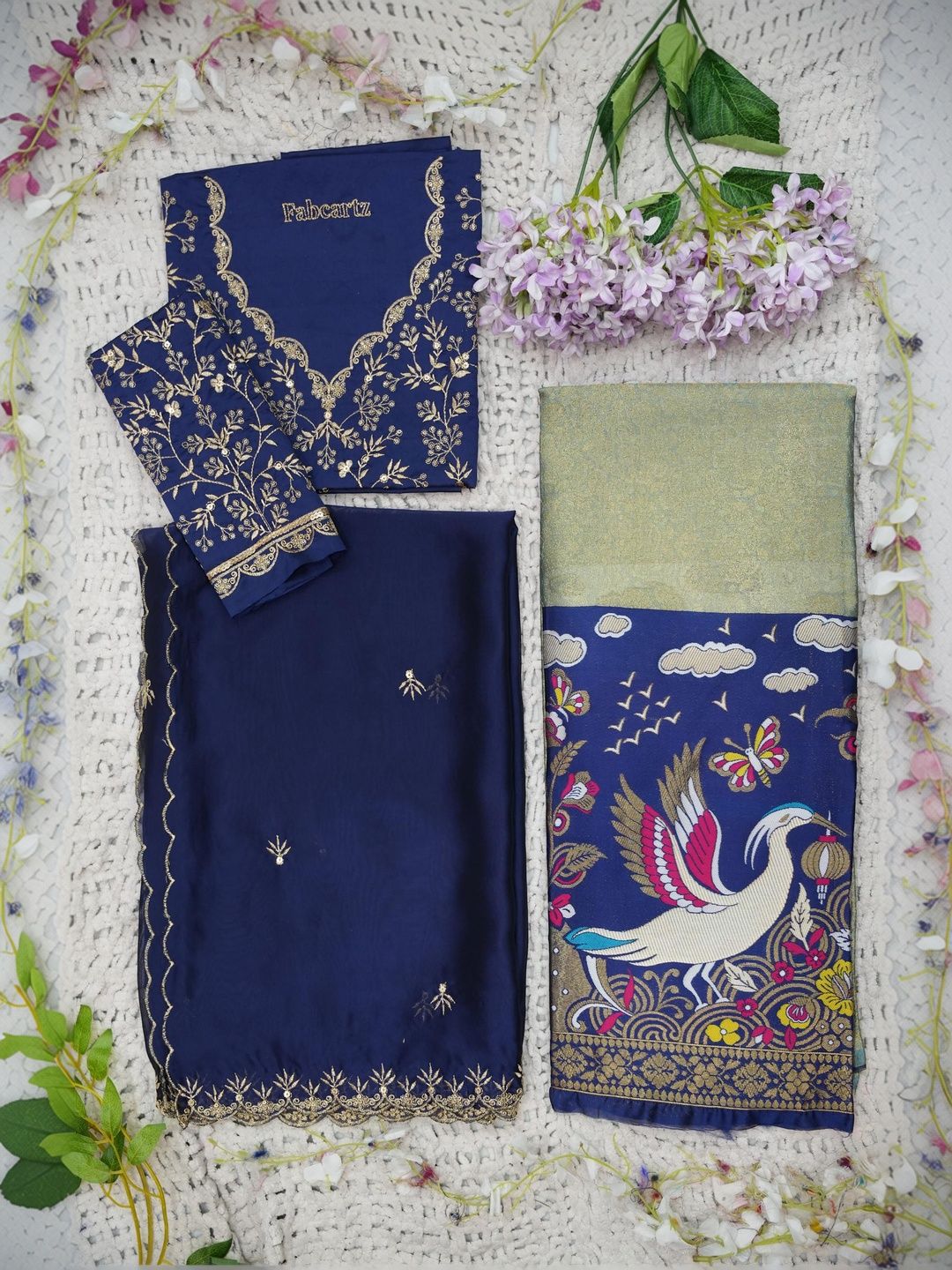 Embellished Unstitched Lehenga & Blouse With Dupatta 2