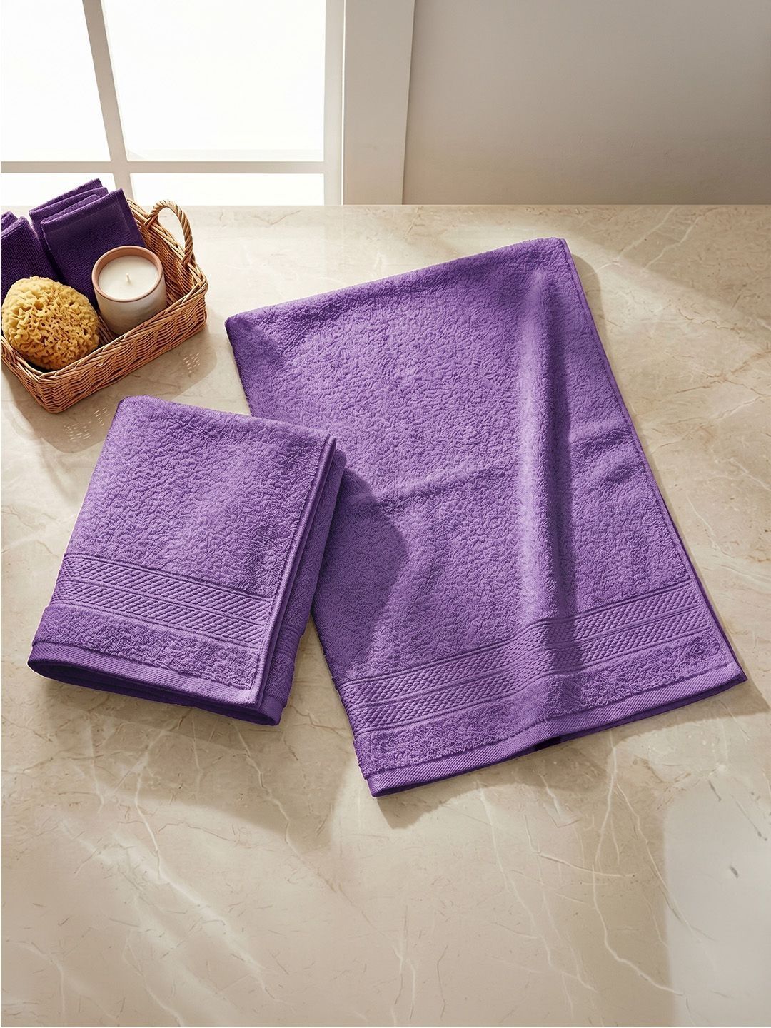 LANE LINEN Purple 2 Pieces Colorado Luxury  450 GSM Cotton Hand Towels