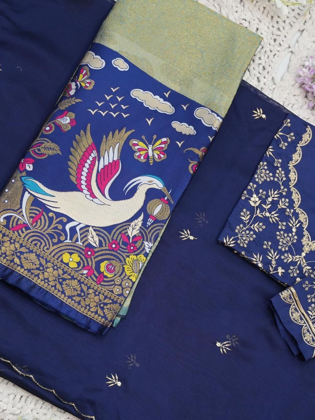 Embellished Unstitched Lehenga & Blouse With Dupatta 7