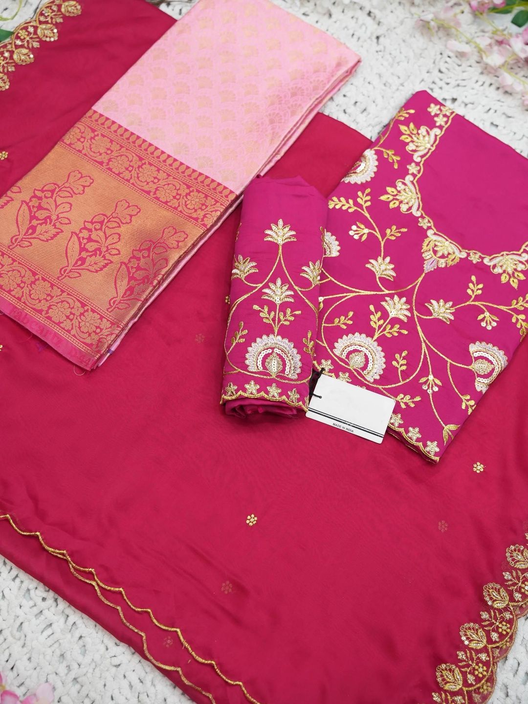 Embroidered Unstitched Lehenga & Blouse With Dupatta 5