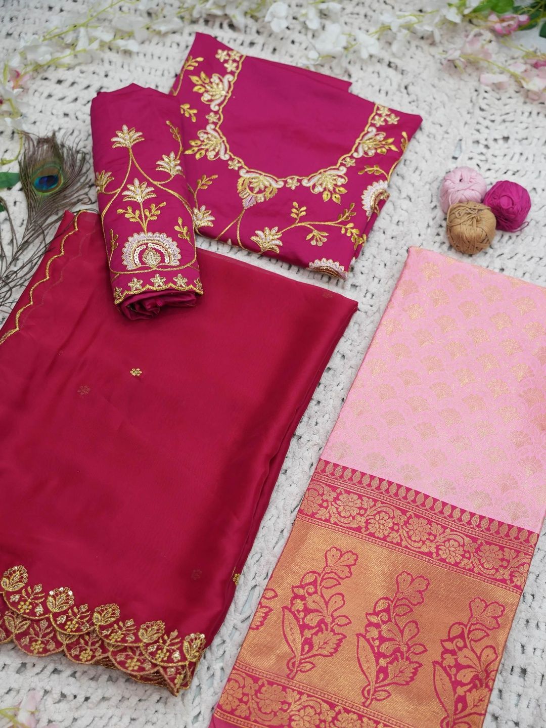 Embroidered Unstitched Lehenga & Blouse With Dupatta 6