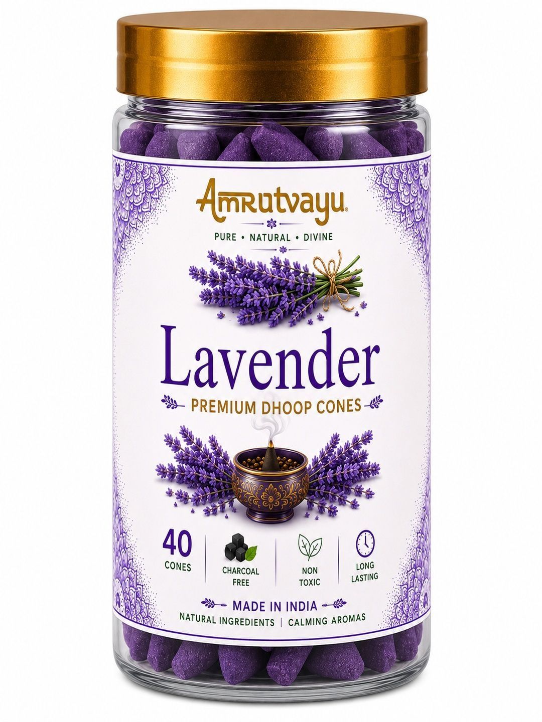 Amrutvayu Lavender Dhoop Cones-175gm