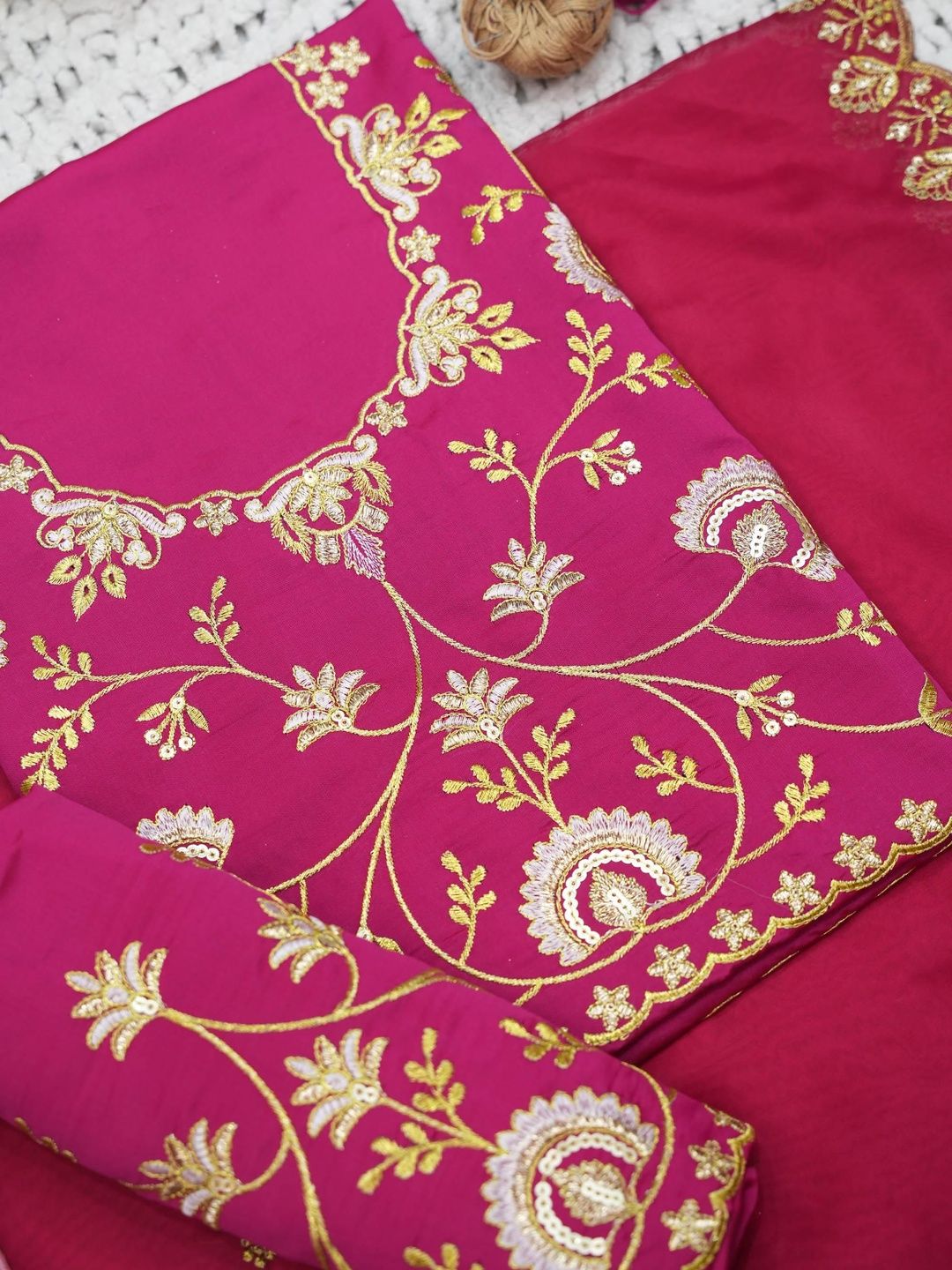Embroidered Unstitched Lehenga & Blouse With Dupatta 7