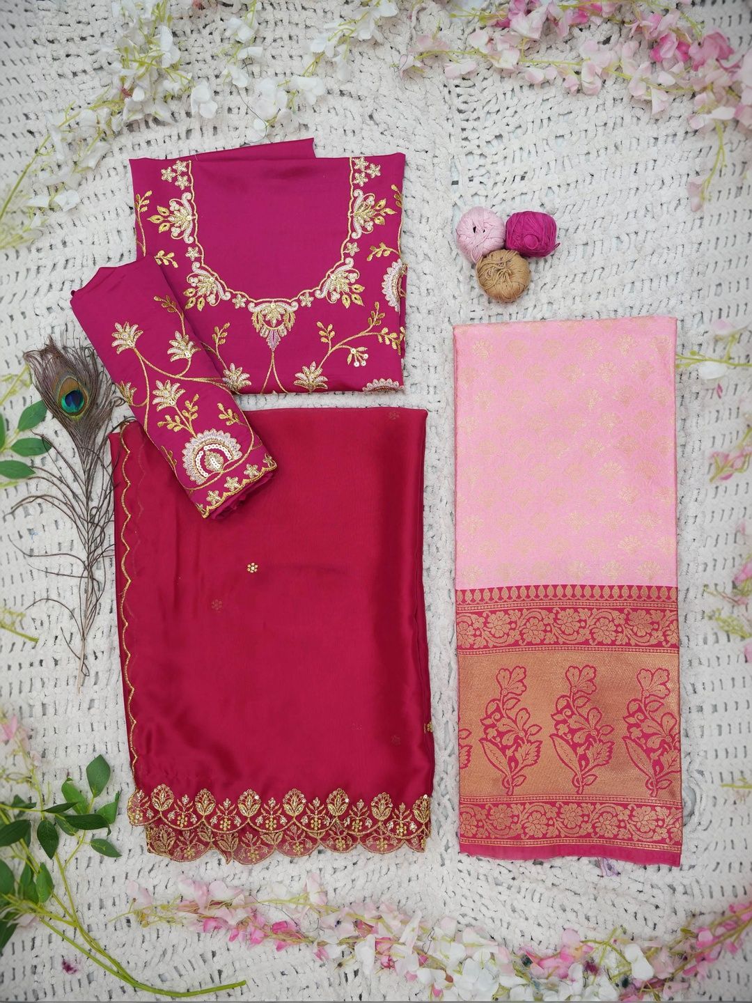 Embroidered Unstitched Lehenga & Blouse With Dupatta 2