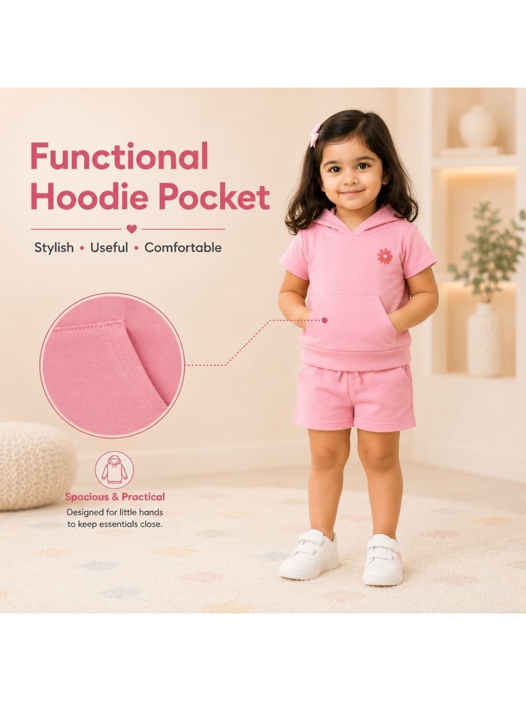 Girls Hooded T-Shirt & Shorts Set 4