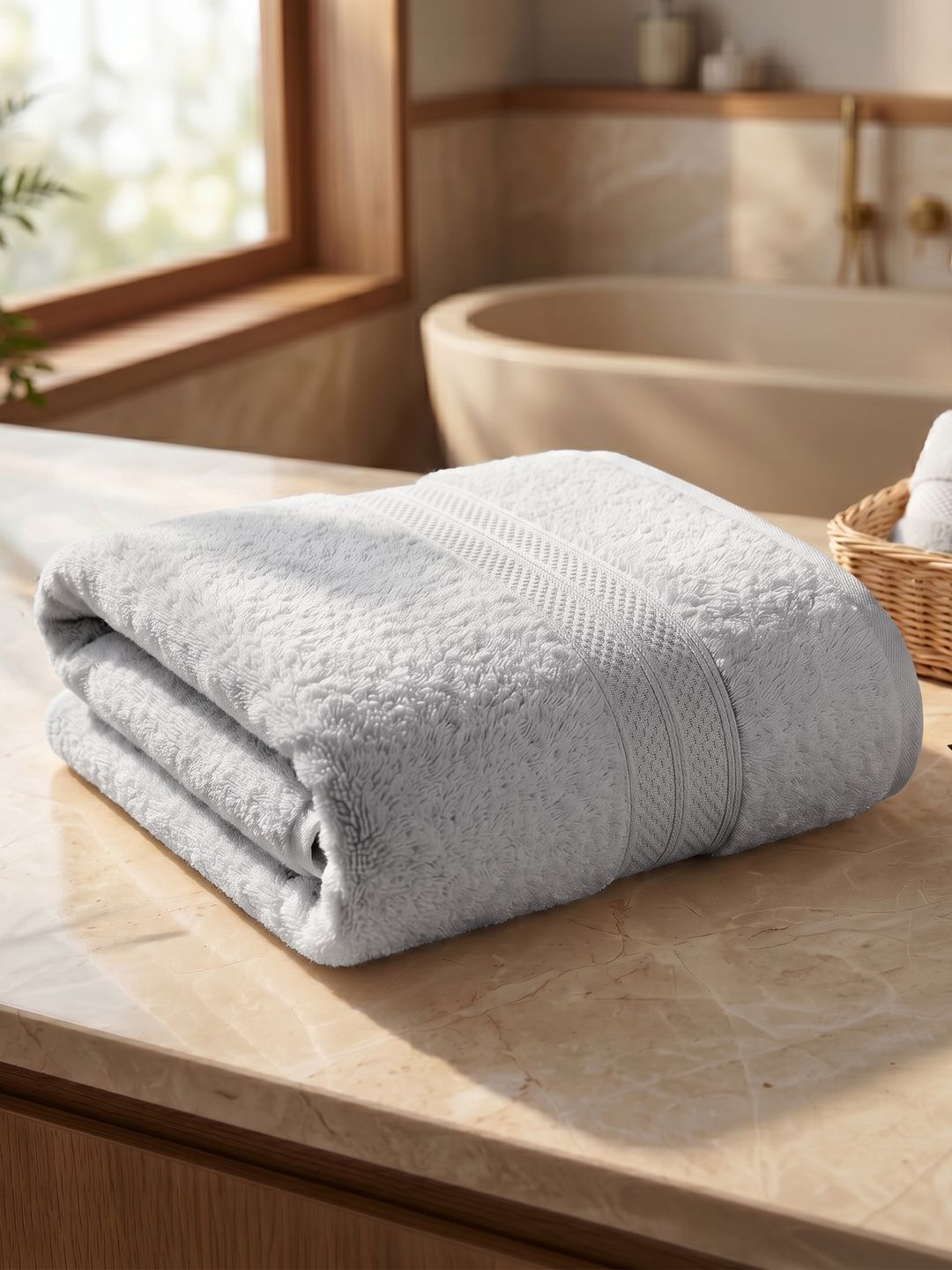 LANE LINEN Gunmetal-Toned & Lavender 1 Cotton 450 GSM Bath Towel
