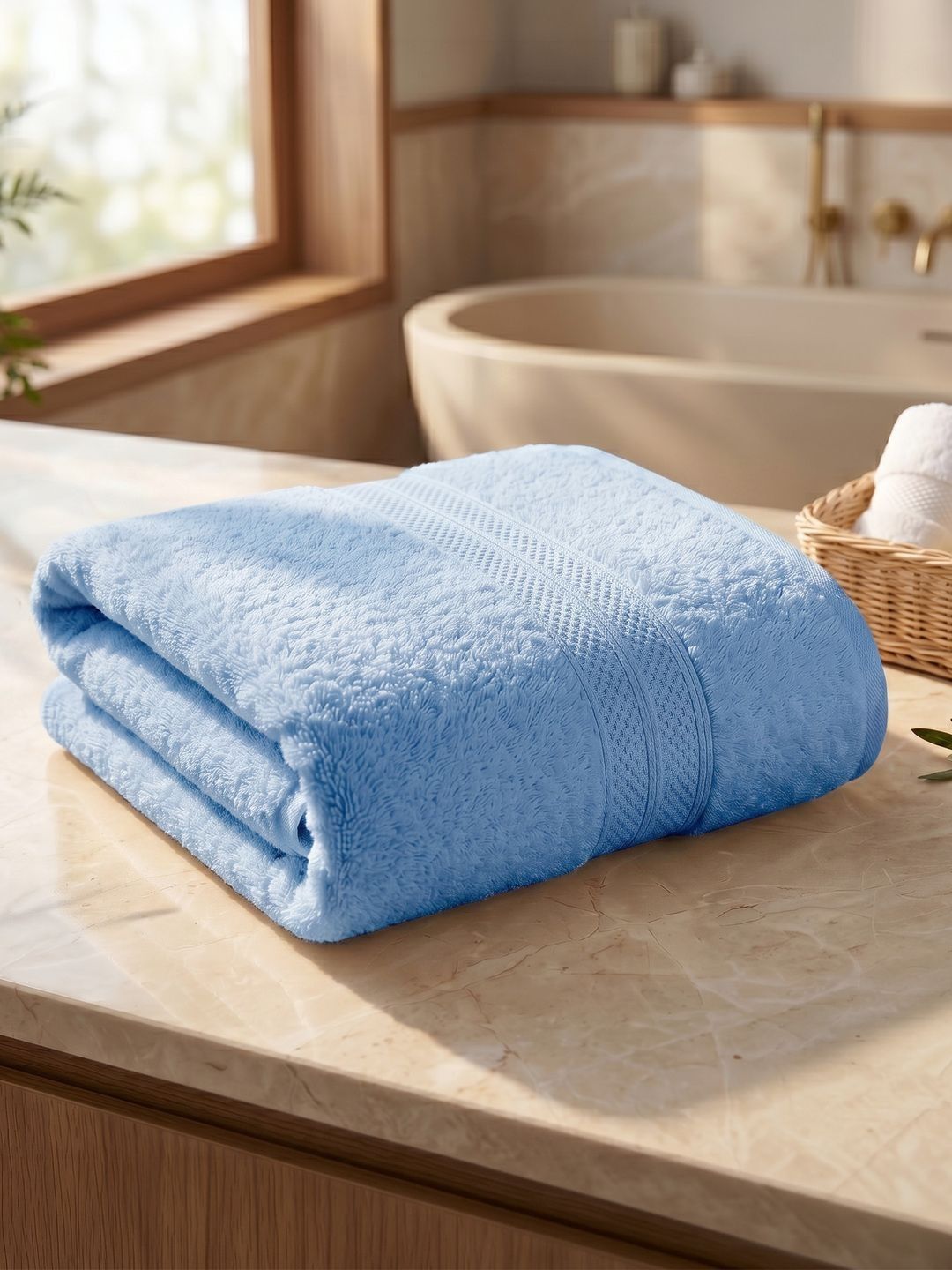 LANE LINEN Blue & Blue 1 Cotton 450 GSM Bath Towel