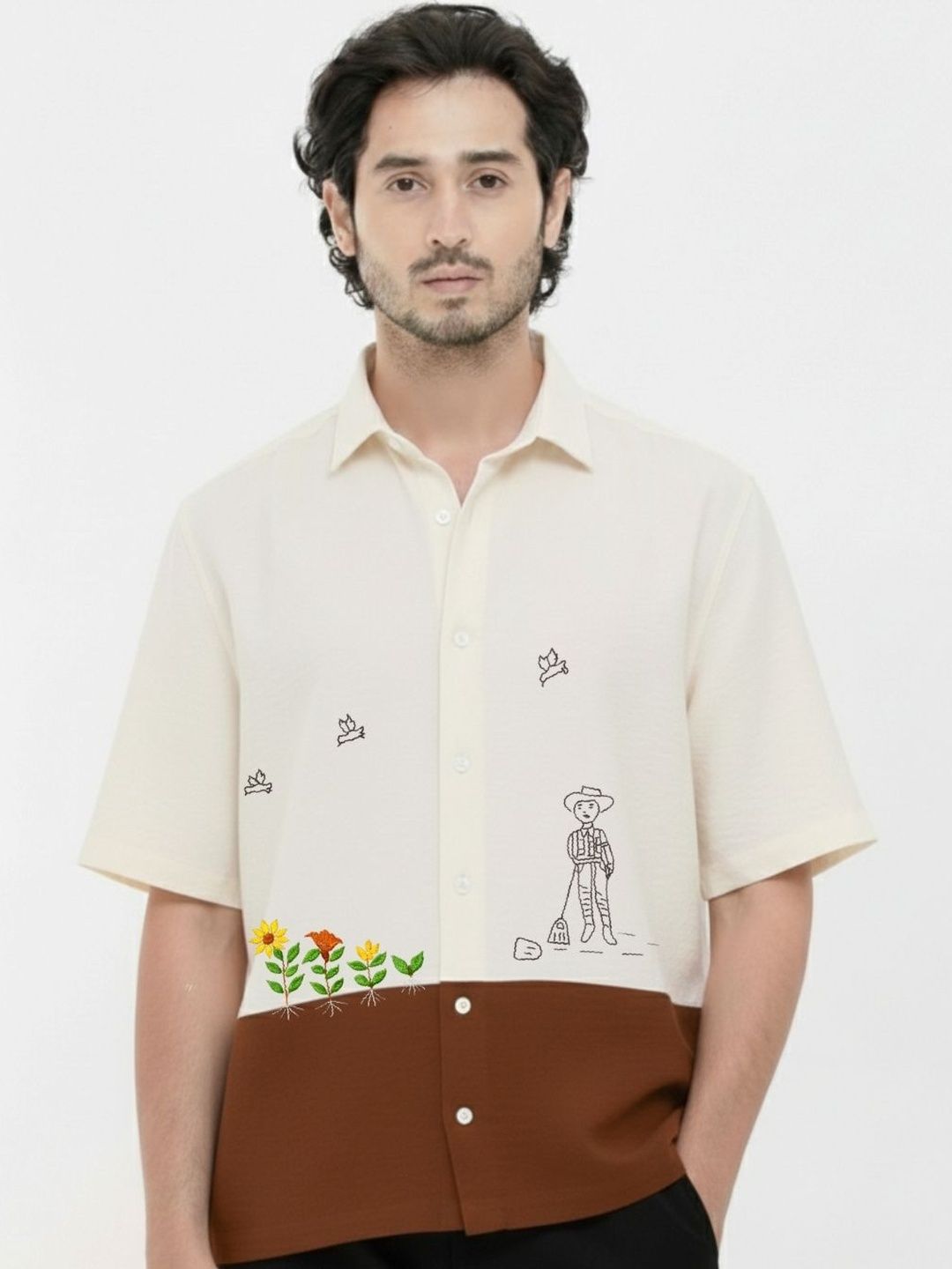 HERE&NOW Men Classic Colourblocked Casual Shirt