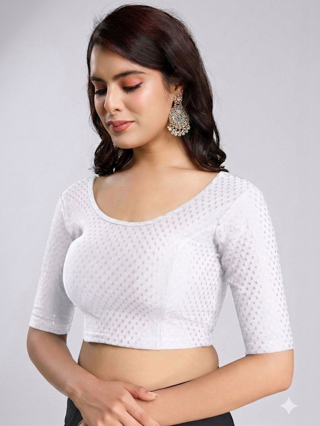 SHREEJI DESIGNER Woven Design Fully Strechable Cotton Saree Blouse