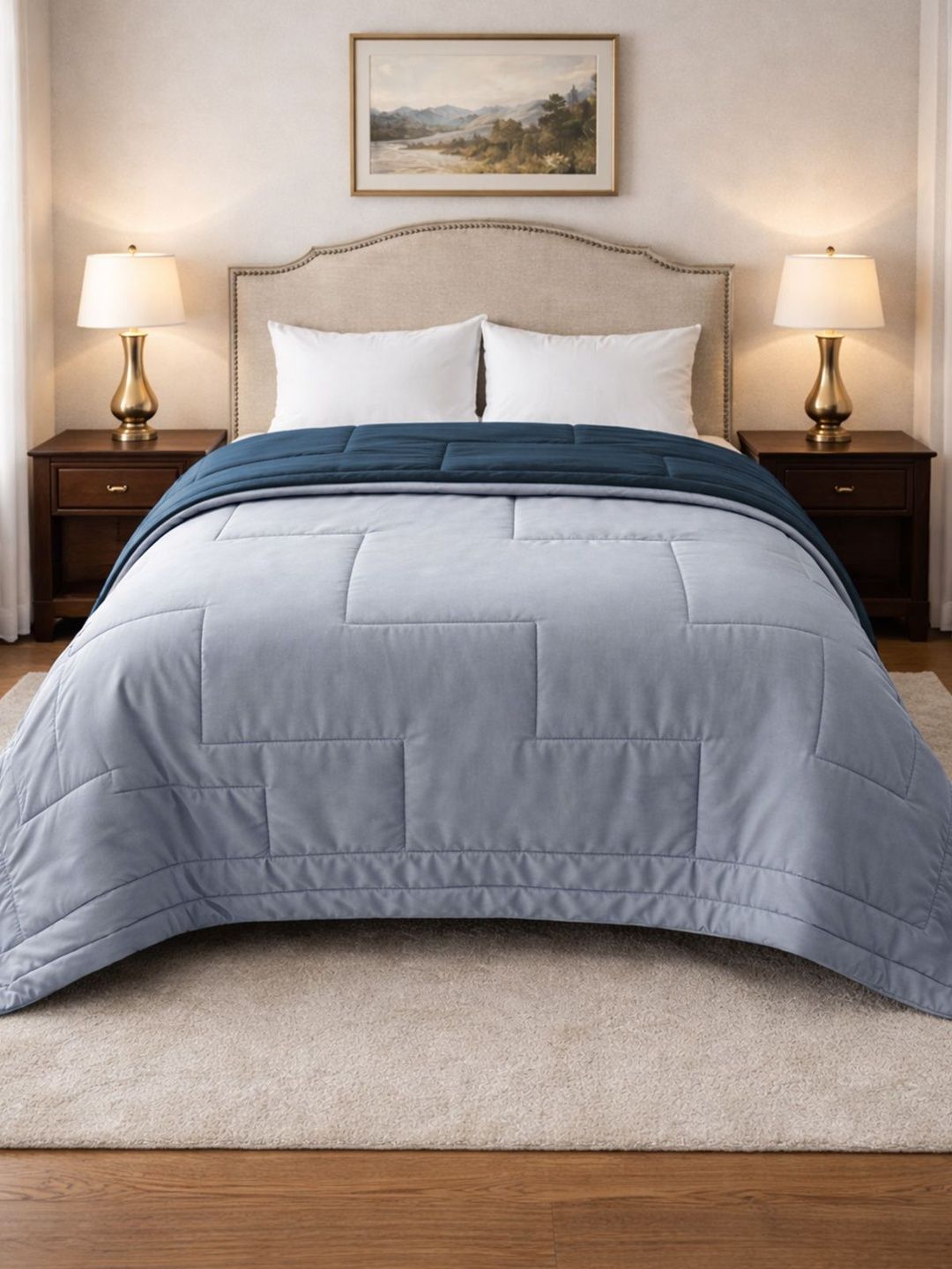 Florida Blue & Grey Microfiber AC Room 150 GSM Comforter