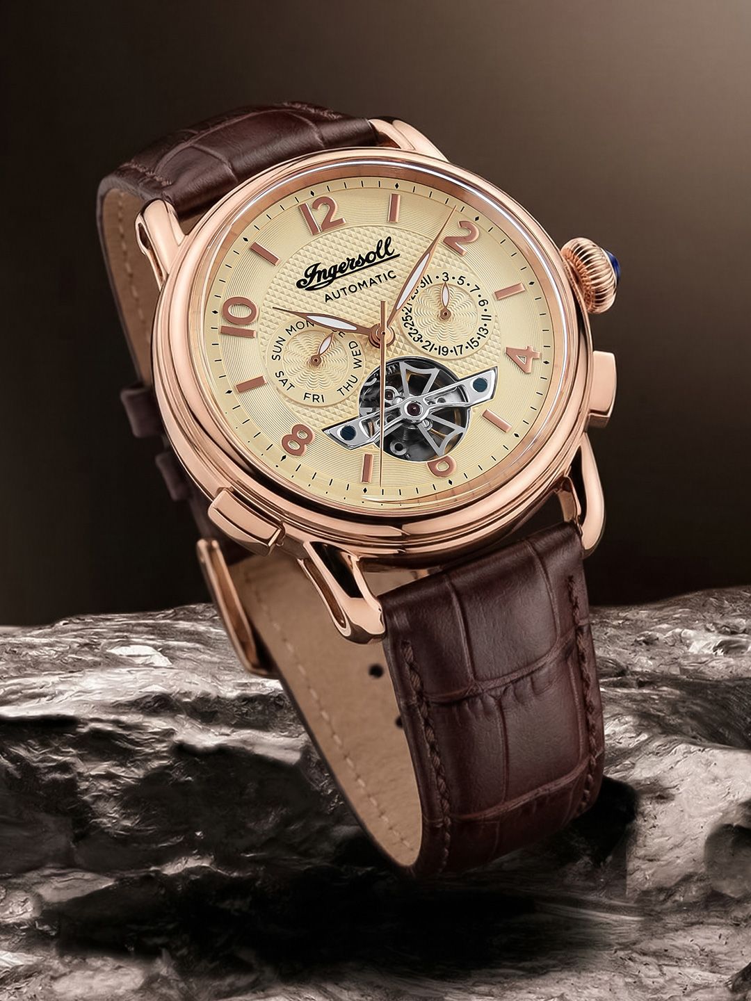 Ingersoll Men Skeleton Textured Straps Analogue Automatic Watch I00901B