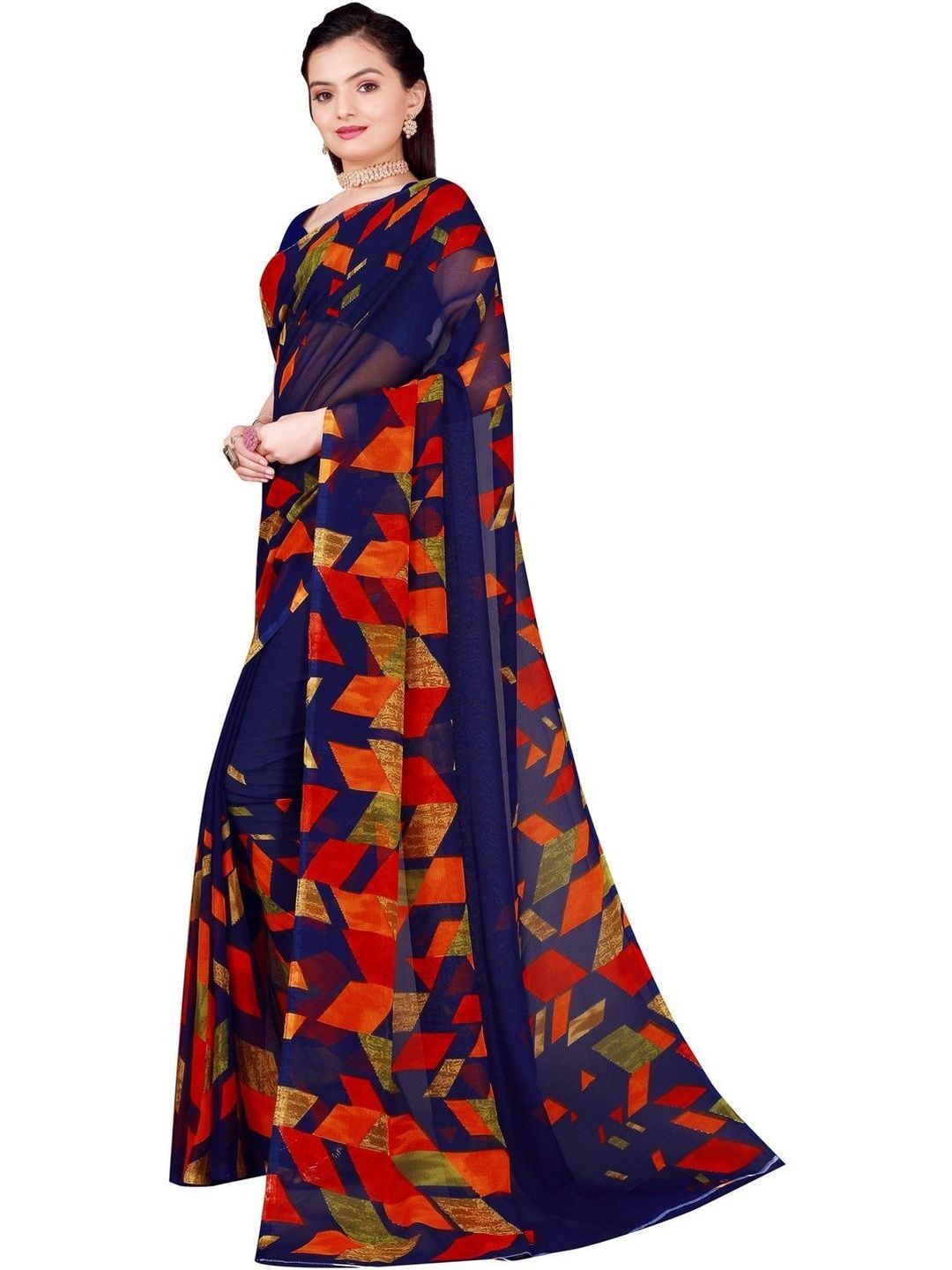 YUGAVEERAA New Floral Printed Georgette Sarees