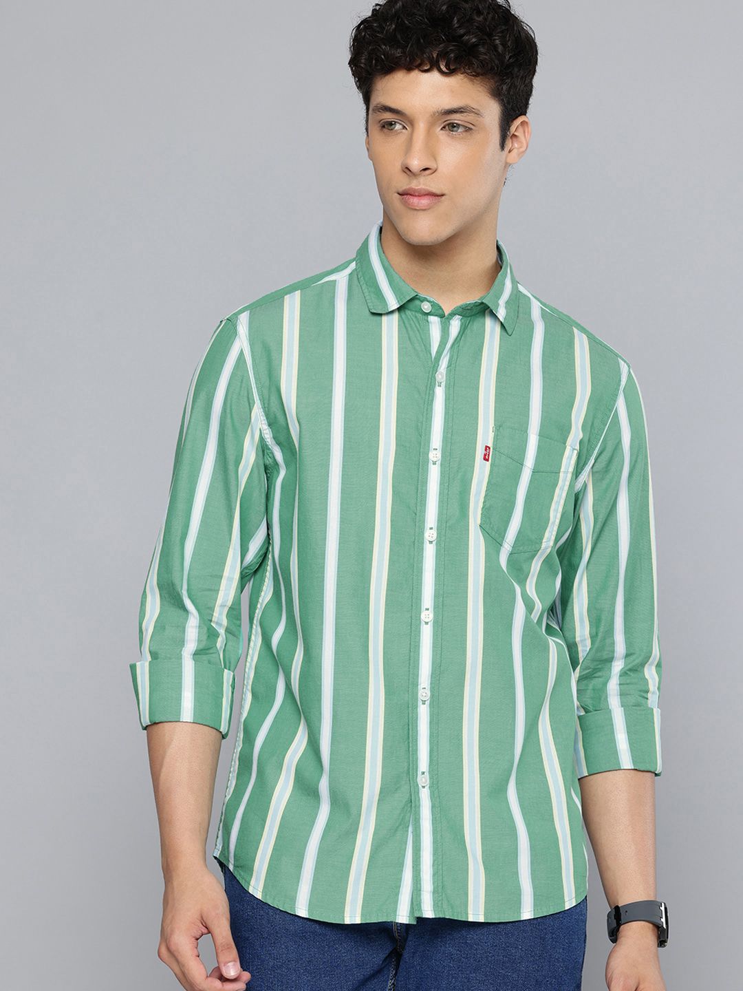Levis Slim Fit Striped Pure Cotton Casual Shirt