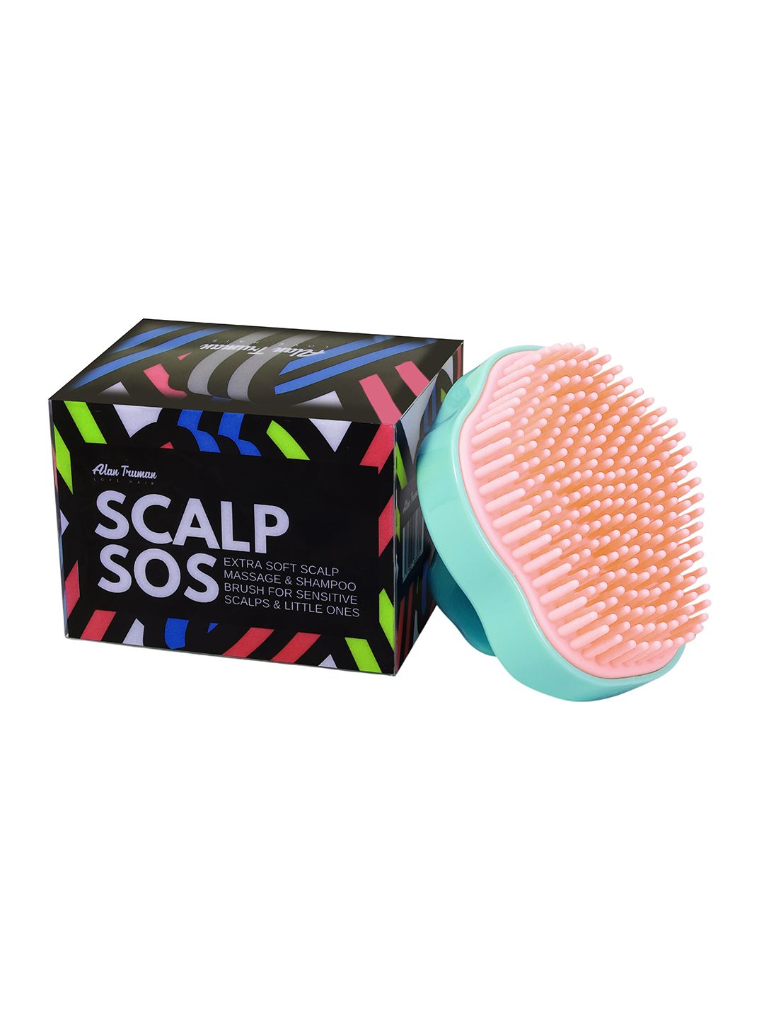 Alan Truman Super-Soft Shampoo & Scalp Massage Brush - Green/Pink
