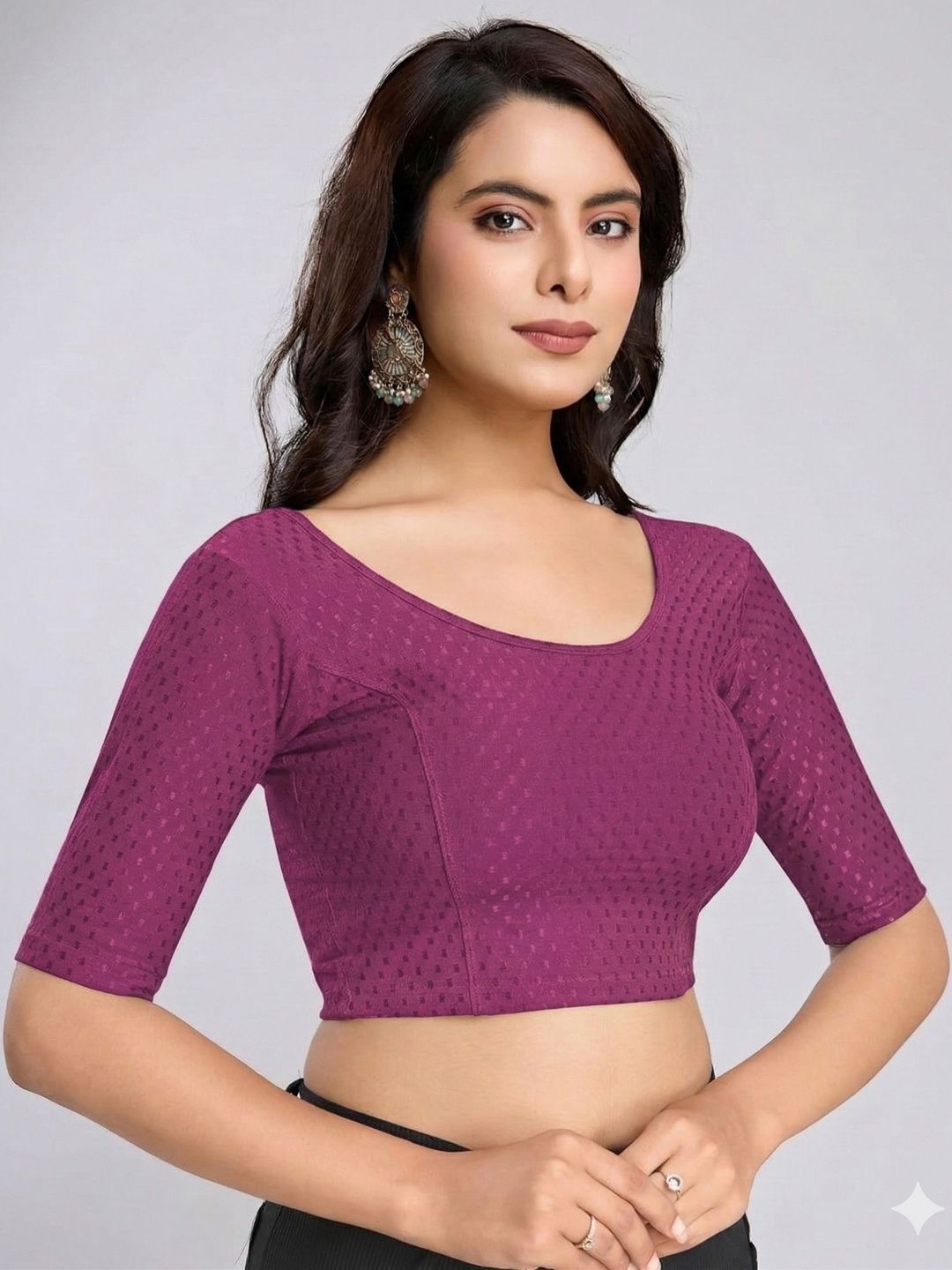 SHREEJI DESIGNER Woven Design Fully Strechable Cotton Saree Blouse