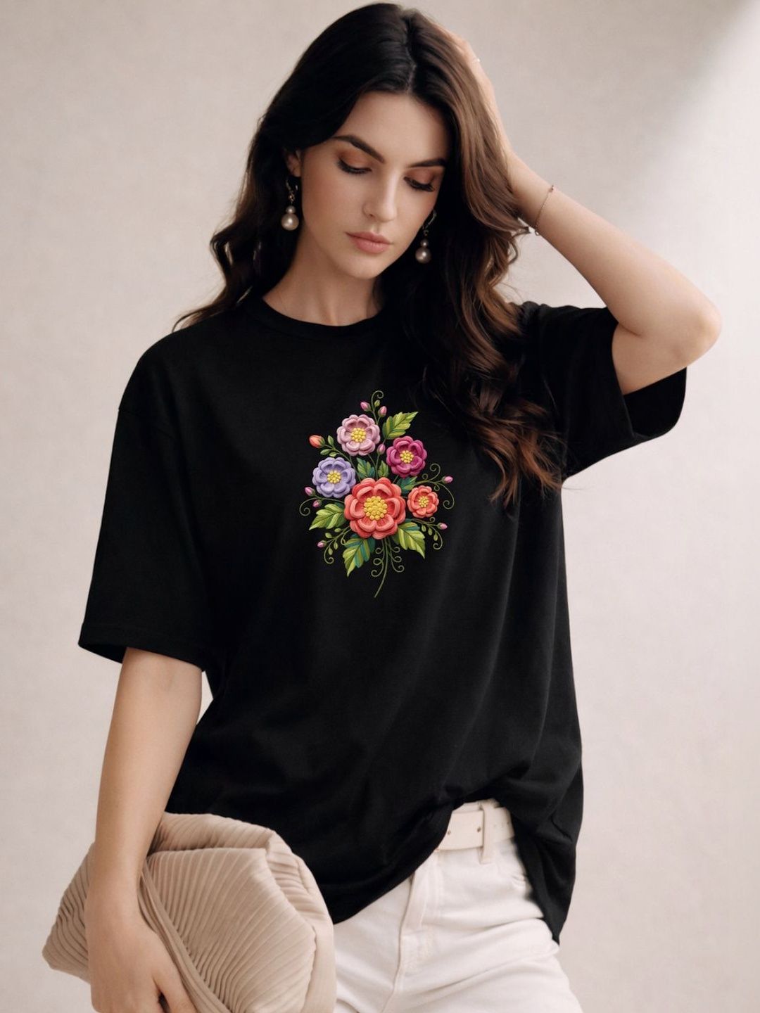 Slenor Women Oversized Cotton Printed T-shirt