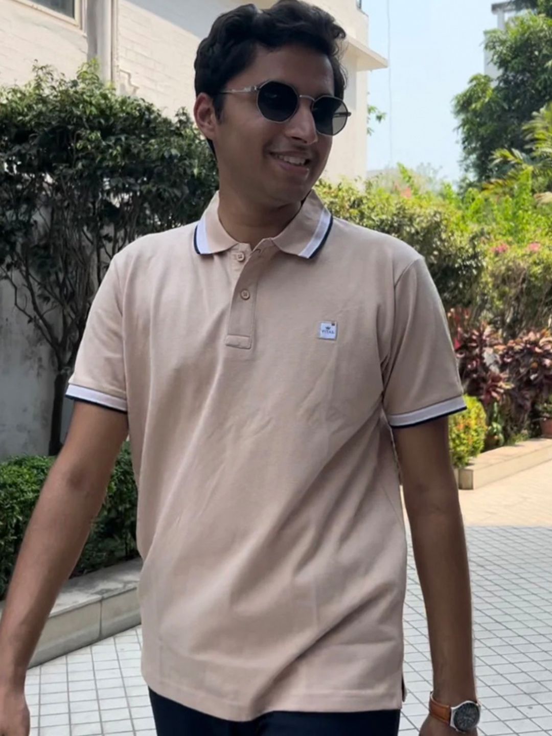 VITAL Men Brand Logo Polo Collar T-shirt