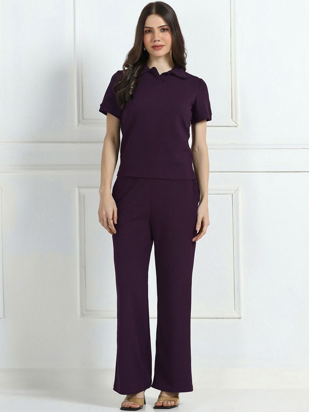 Selvia Polo Collar Top with Trousers