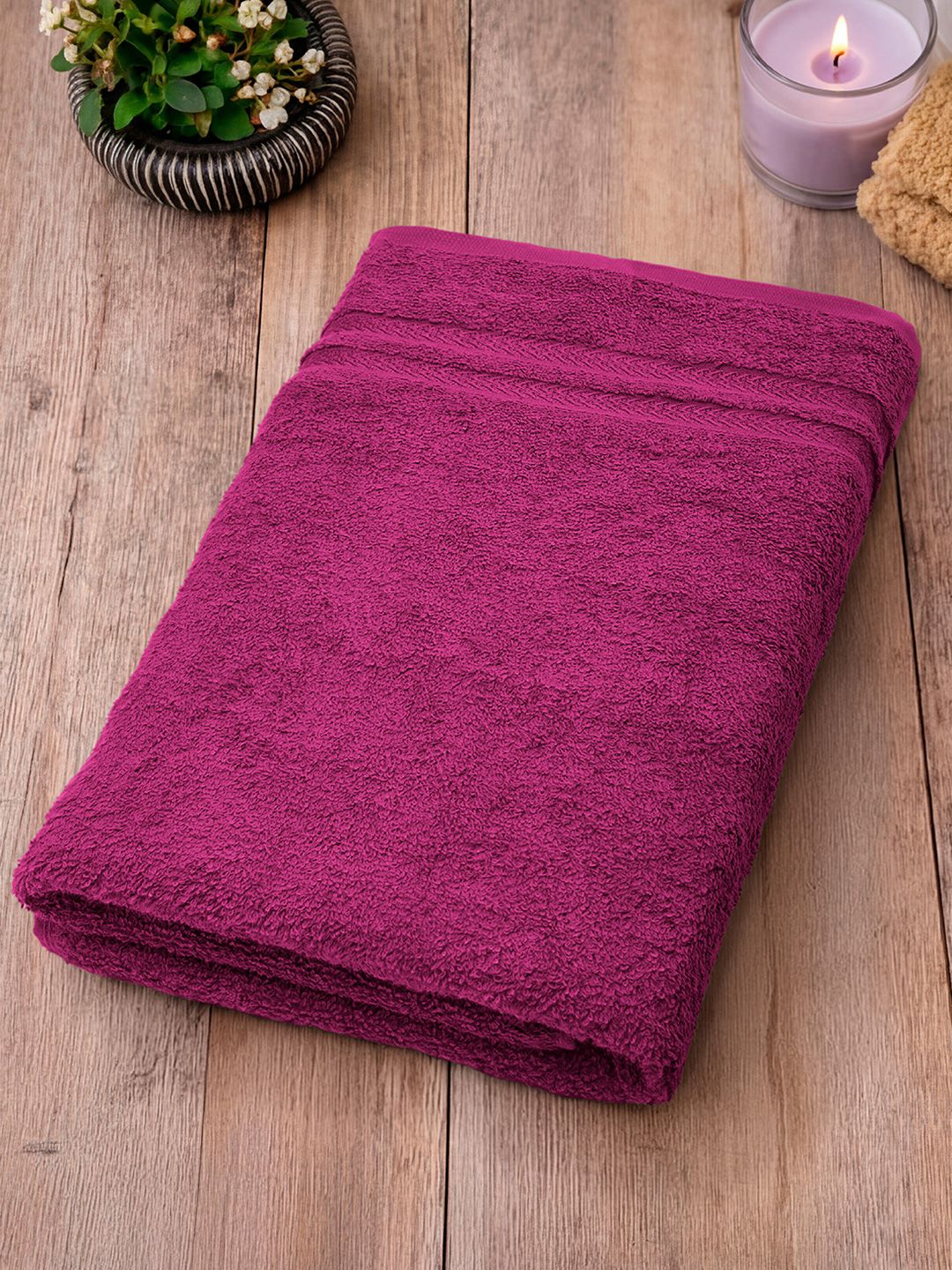 Welspun Pink 100% Cotton 380 GSM Super-Soft Unisex Adult Quick Dry Bath Towel-70x150cm