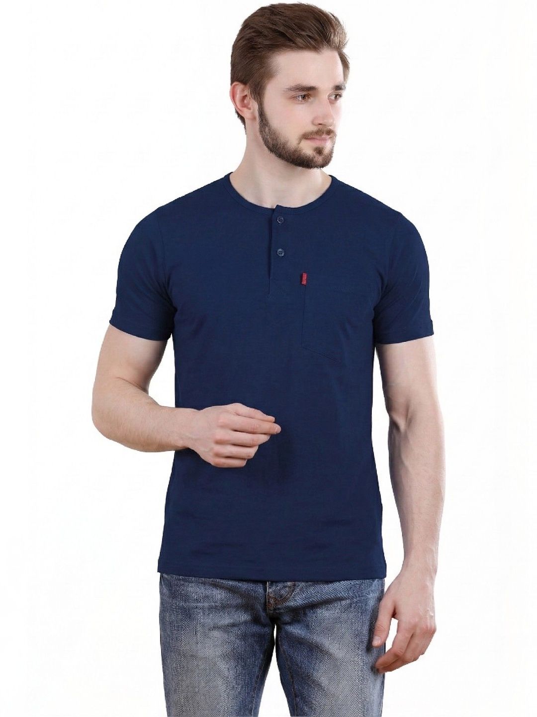 Spur Men Henley Neck Pure Cotton T-shirt
