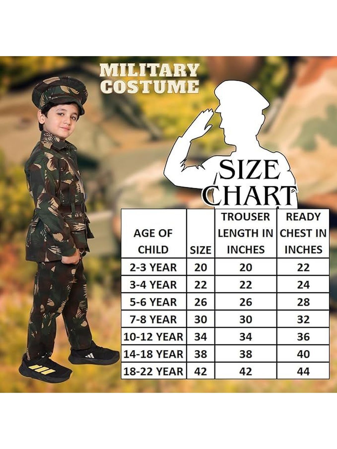 Unisex Indian Army Military Uniform Costume Set 6
