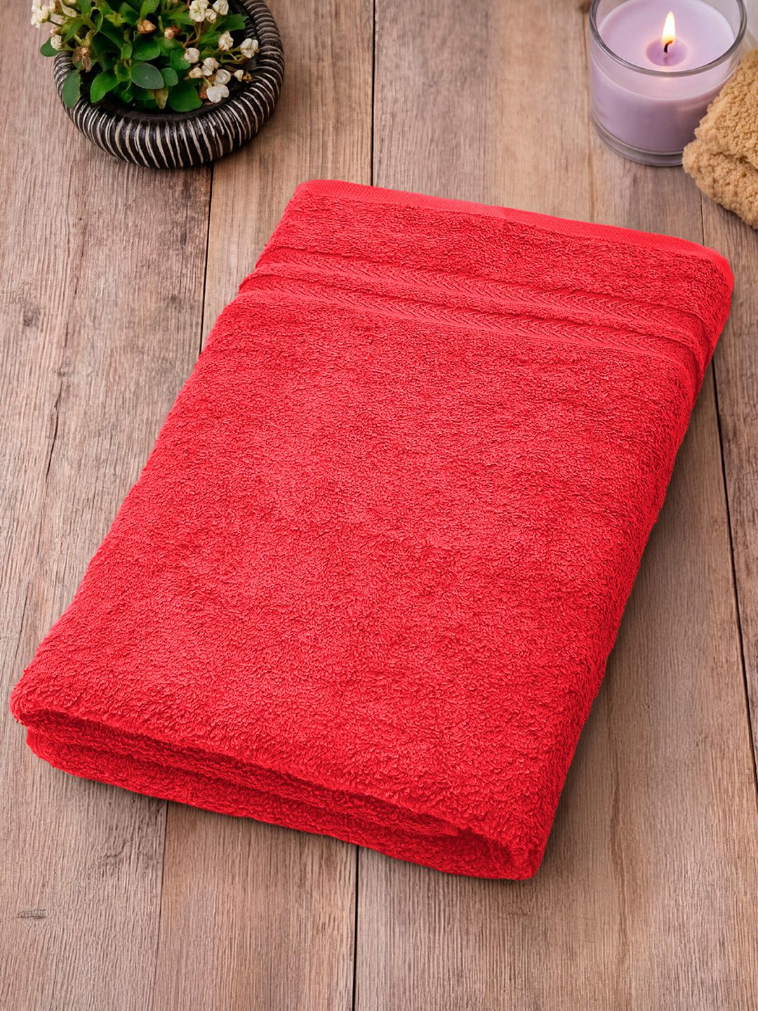 Buy Welspun Red Cotton 380 GSM Bath Towel -  - Home for Unisex