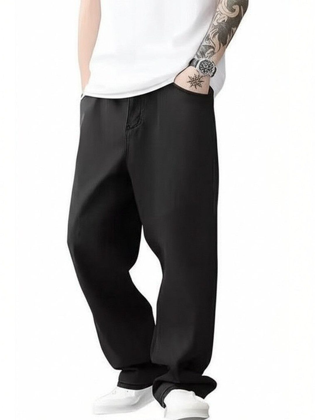 Veltick Men Baggy Mid-Rise Denim Jean