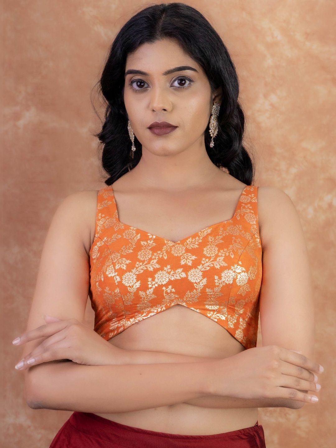 FIGURES DESIGNER Brocade Embroidered Brocade Saree Blouse