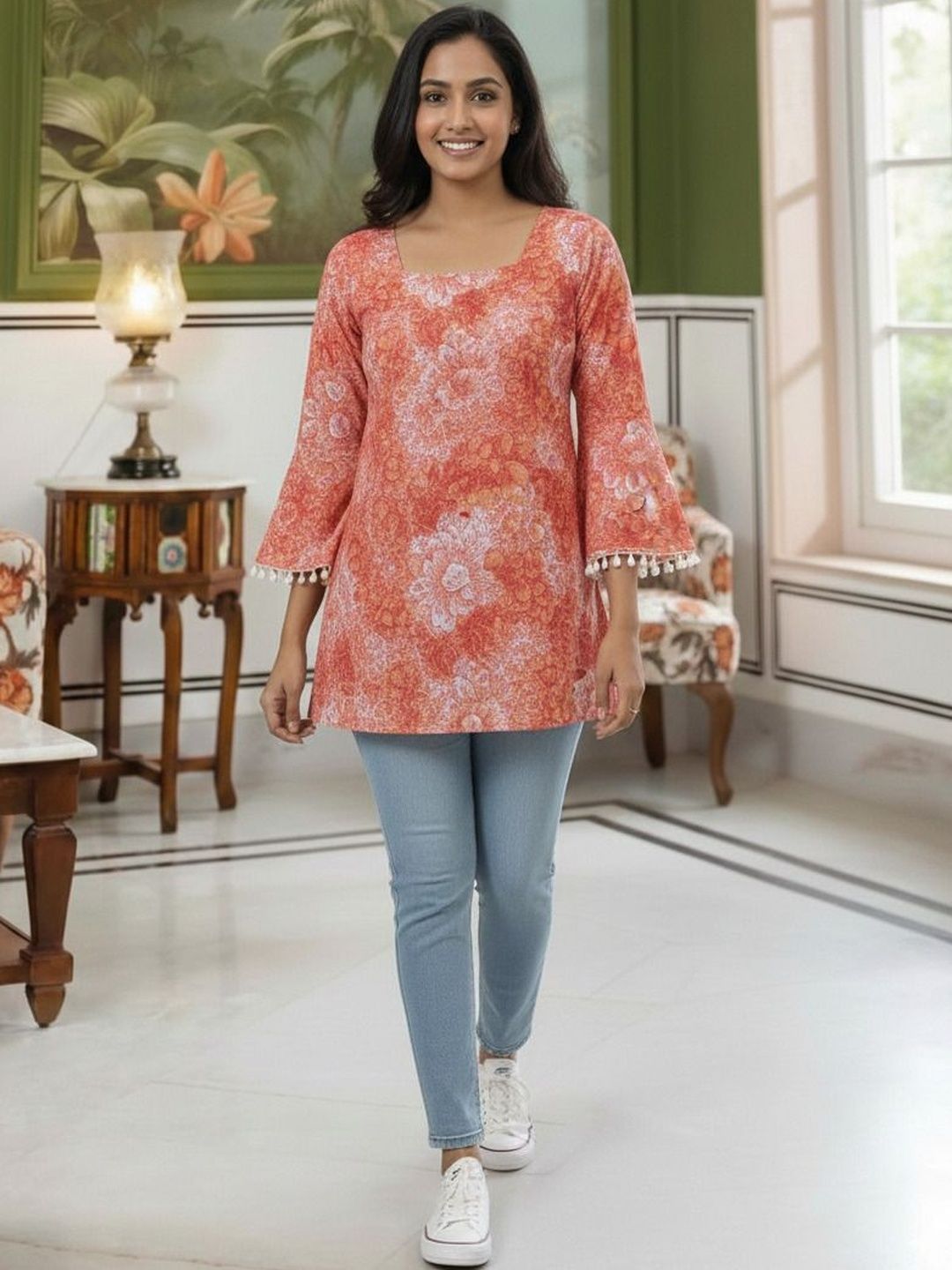 NAKSHKURTIS Women Floral Printed Floral Kurta