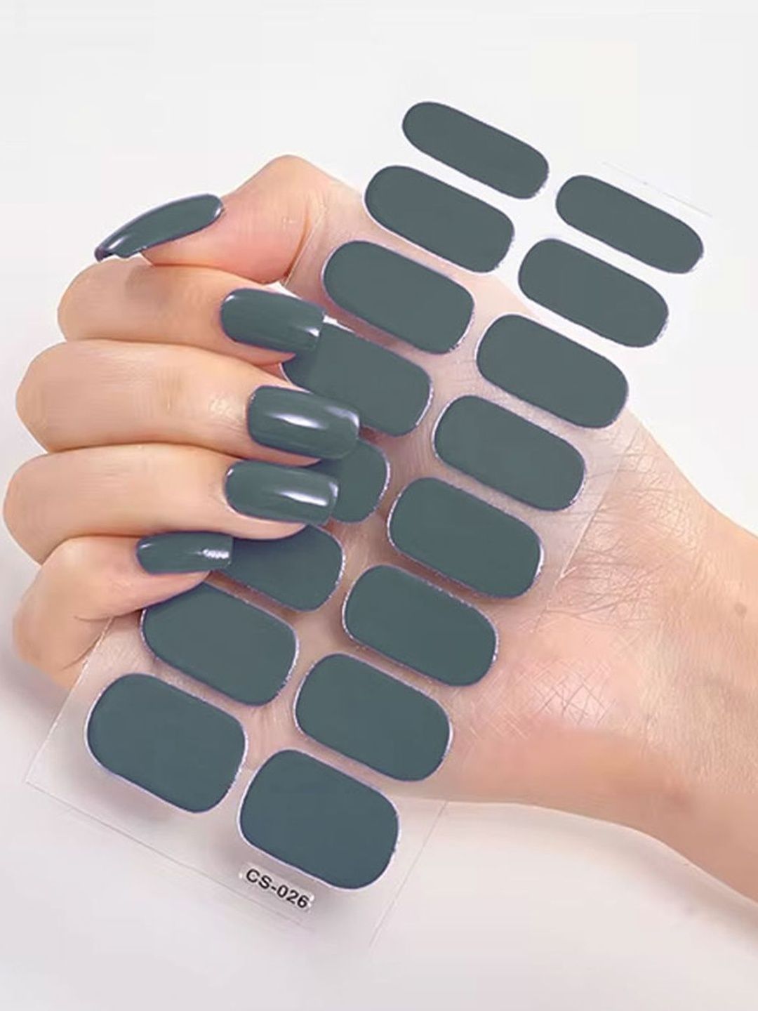 BEROMT Set Of 16 UV-Free Long Lasting Nail Wraps - Charcol Grey