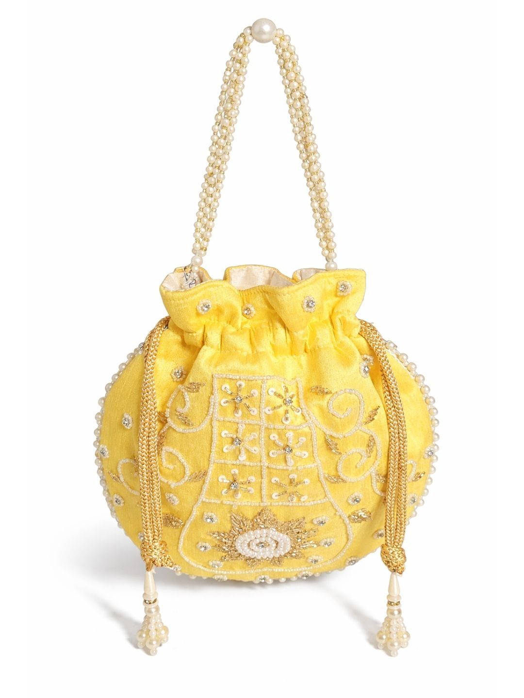 YELONA Embellished Tasselled Potli Clutch