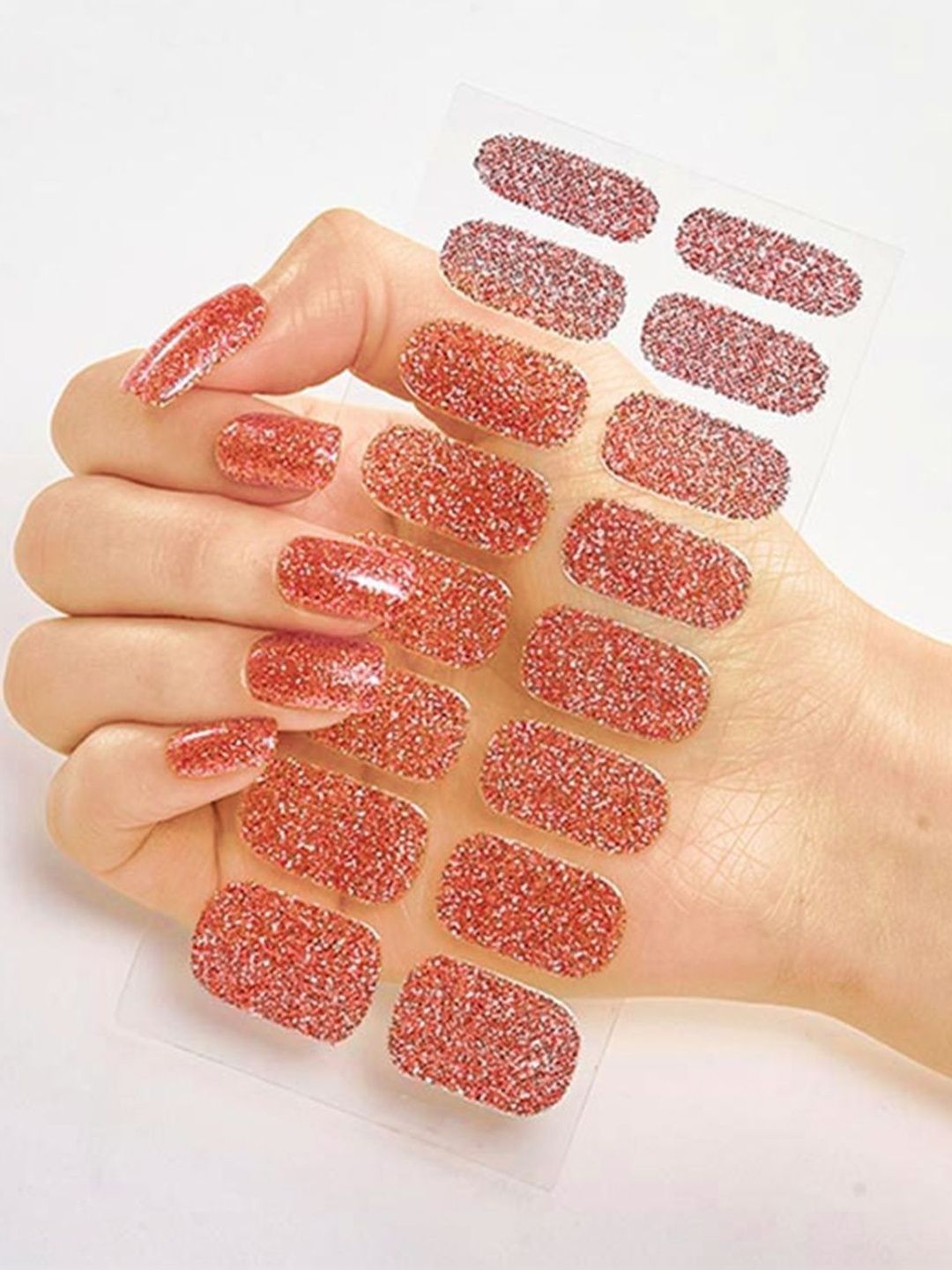 BEROMT Set Of 16 UV-Free Long Lasting Nail Wraps - Orange