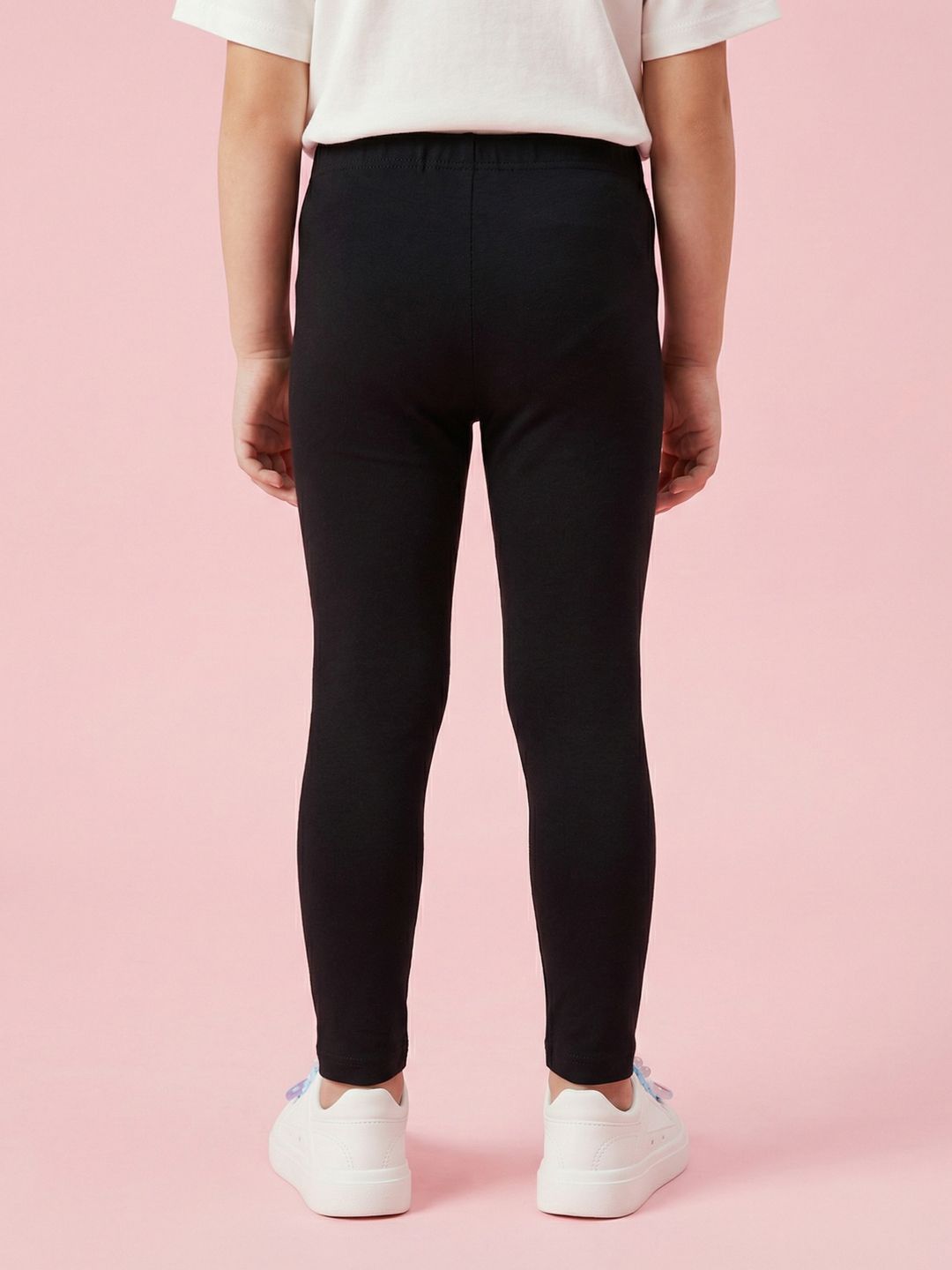 Girls Pack of 2 Cotton Solid Ankle Length Leggings 4