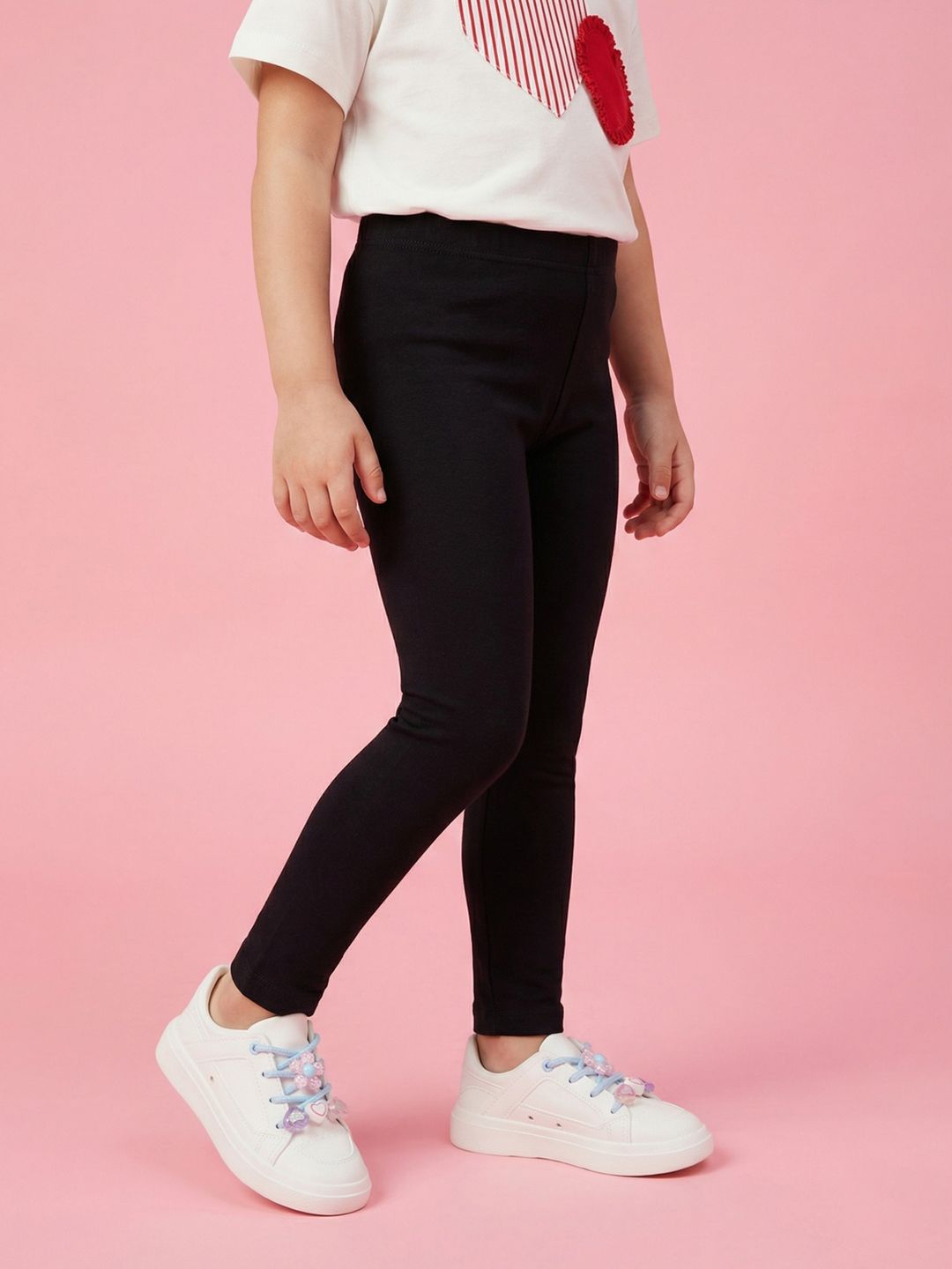 Girls Pack of 2 Cotton Solid Ankle Length Leggings 2
