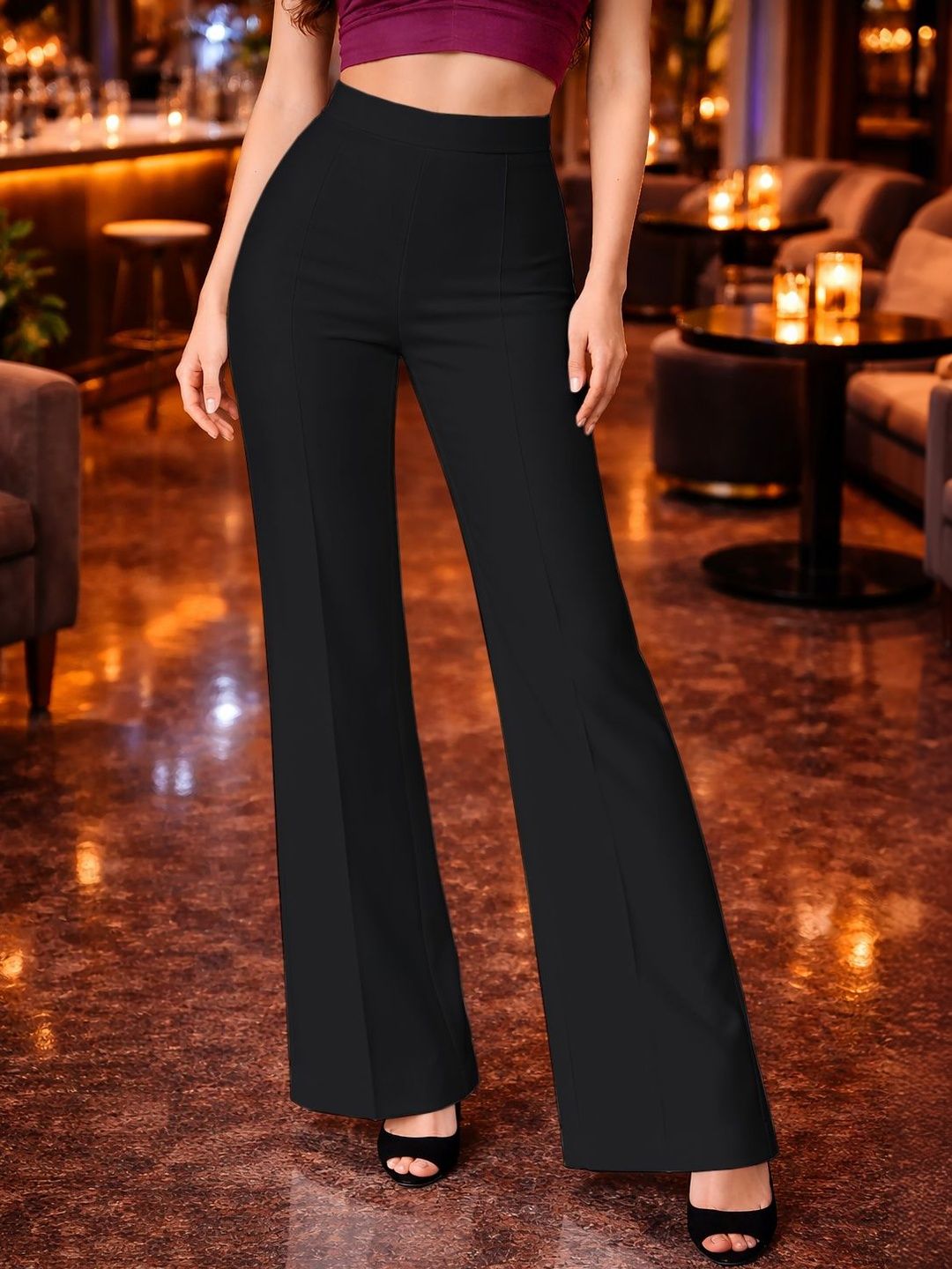 HERE&NOW Women Relaxed Mid-Rise Cotton Trousers