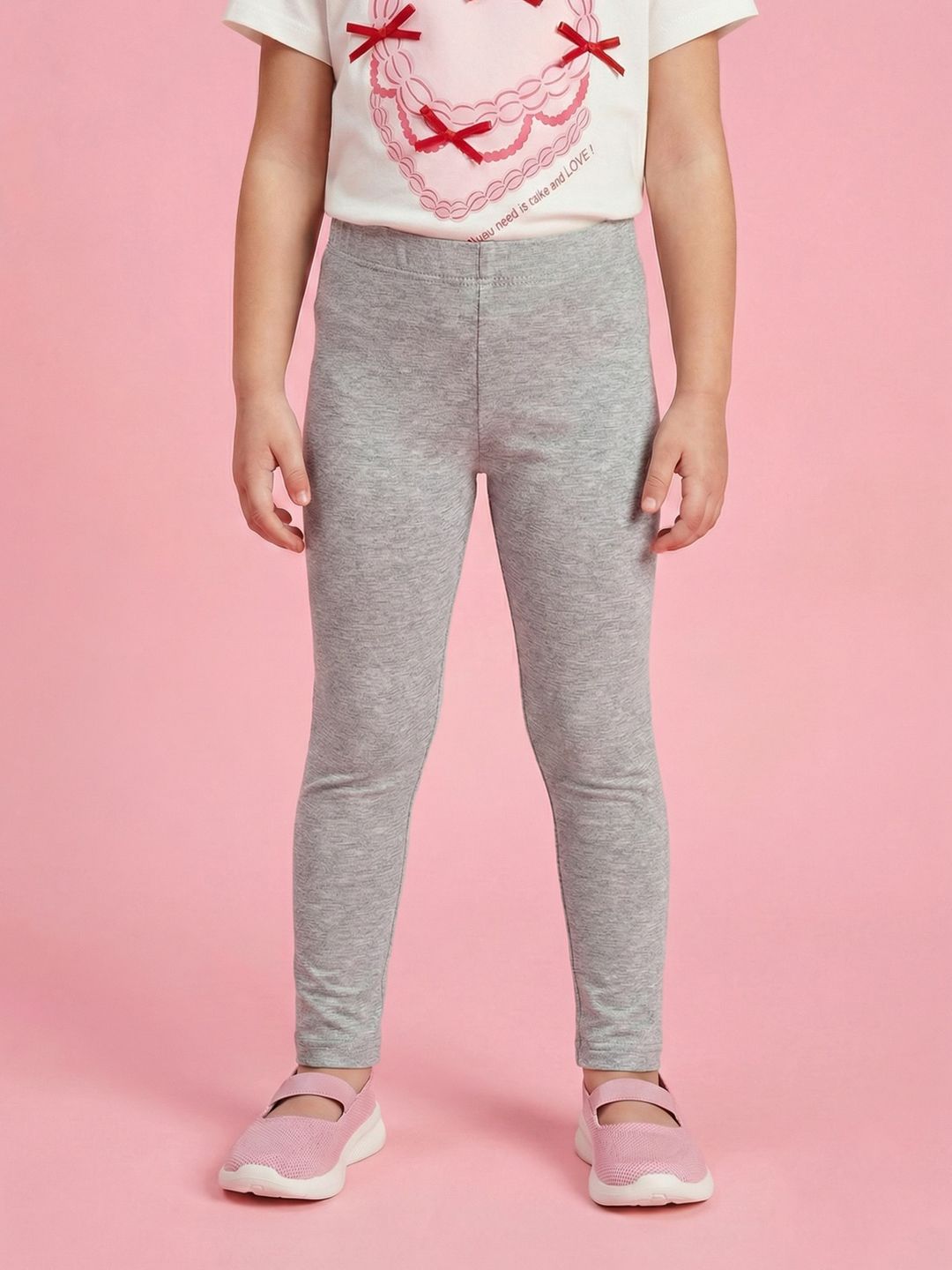 Girls Pack of 2 Cotton Solid Ankle Length Leggings 3