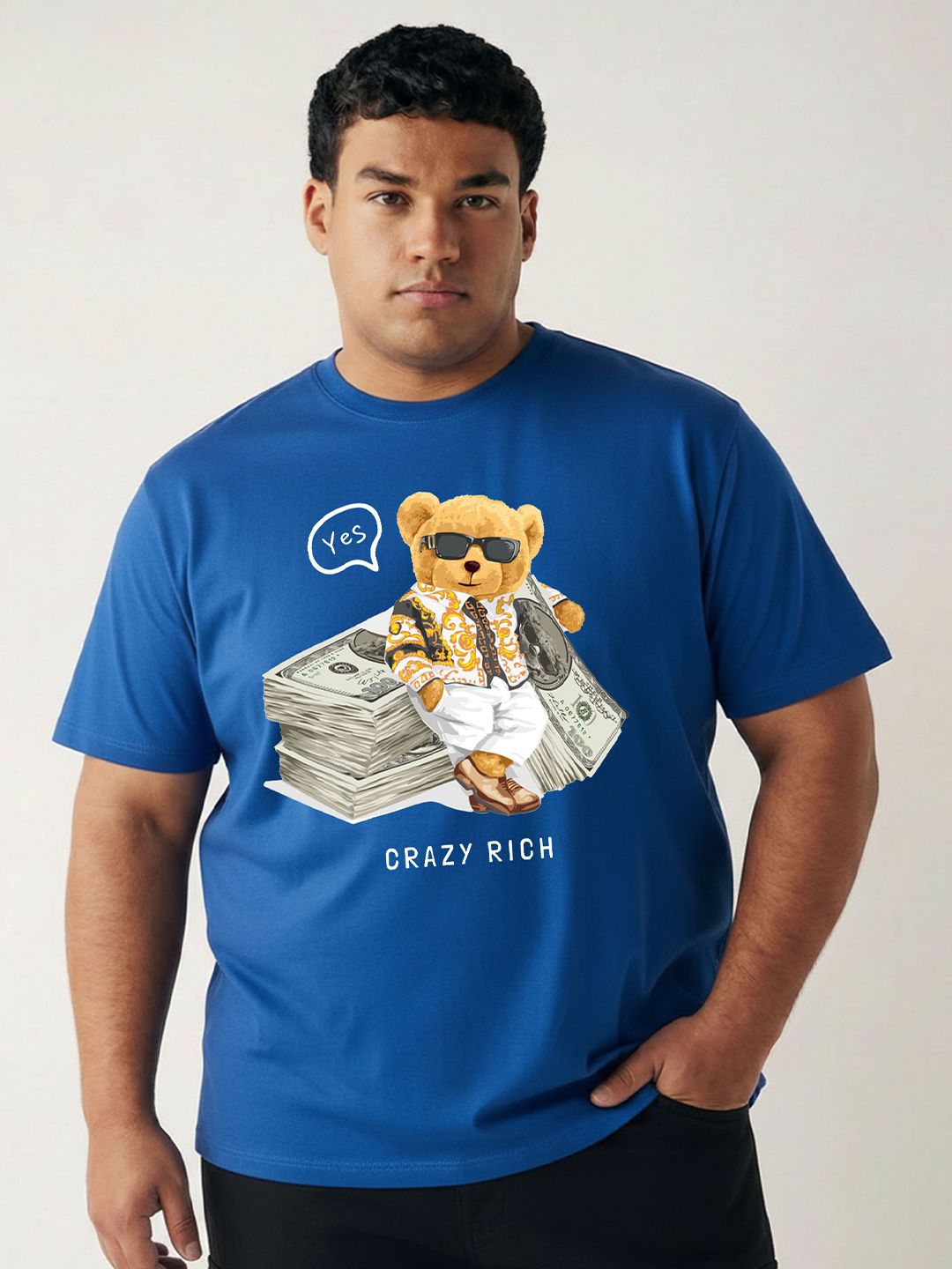 Toodle Plus Men Plus Size Printed Round Neck Pure Cotton T-Shirt